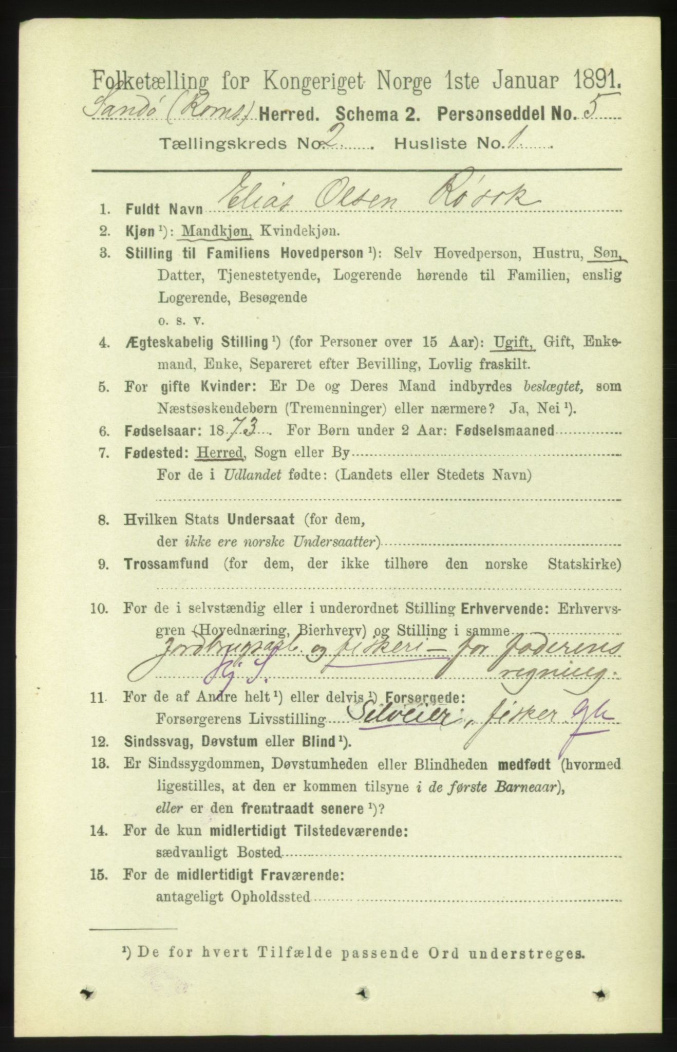 RA, 1891 census for 1546 Sandøy, 1891, p. 544