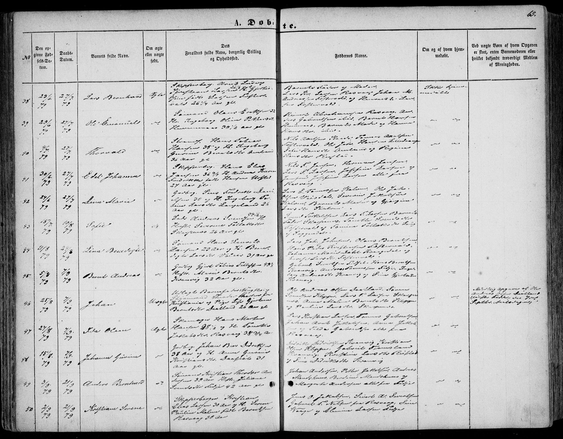 Flekkefjord sokneprestkontor, AV/SAK-1111-0012/F/Fb/Fbb/L0003: Parish register (copy) no. B 3, 1867-1889, p. 65