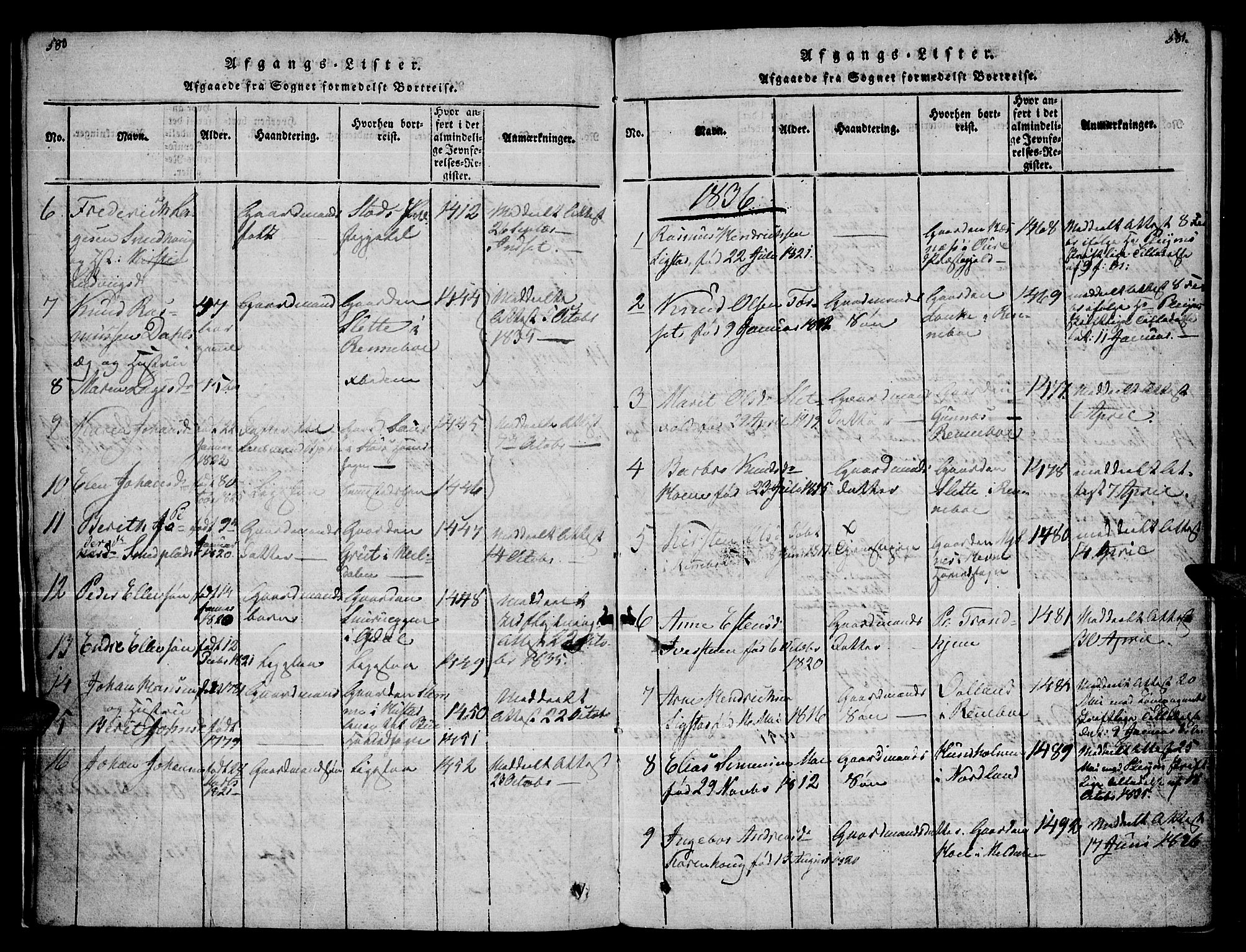 Kvikne prestekontor, AV/SAH-PREST-064/H/Ha/Haa/L0004: Parish register (official) no. 4, 1815-1840, p. 580-581