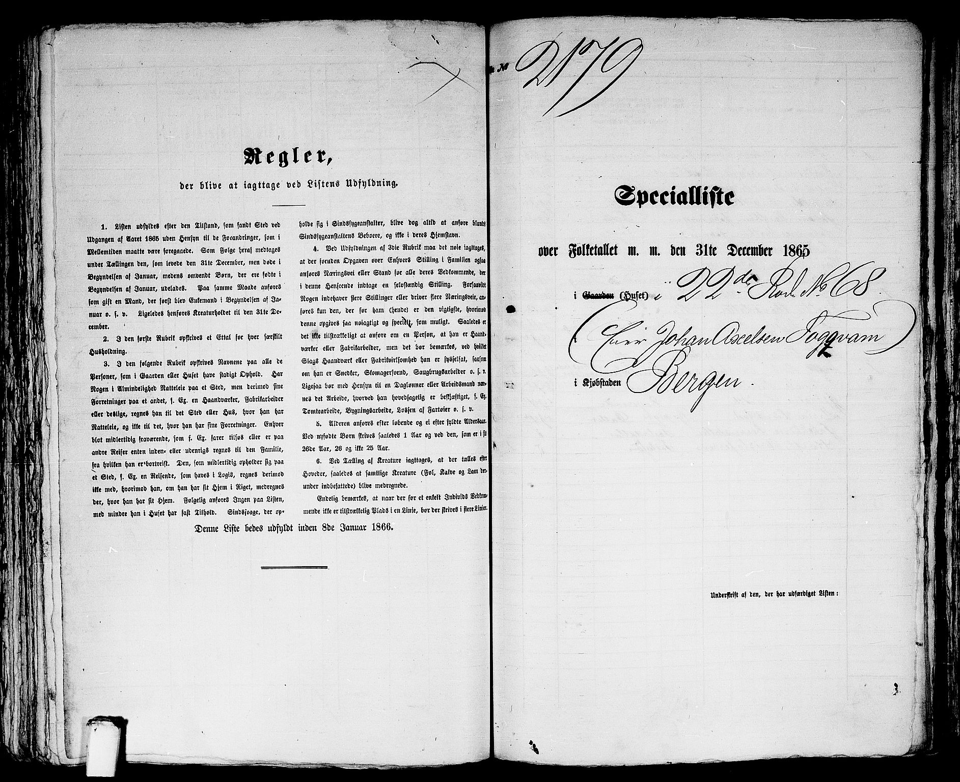 RA, 1865 census for Bergen, 1865, p. 4454