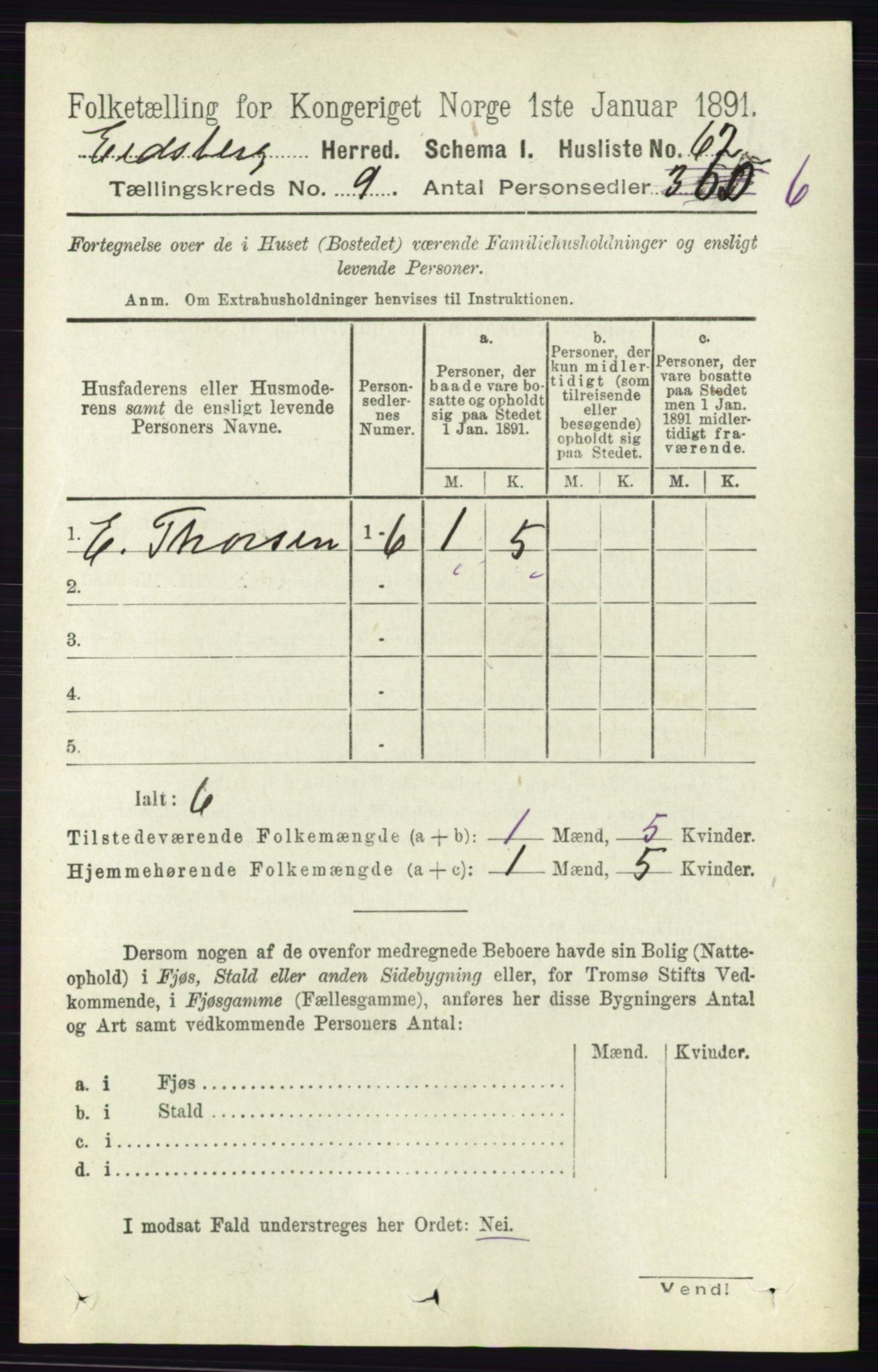 RA, 1891 census for 0125 Eidsberg, 1891, p. 5159