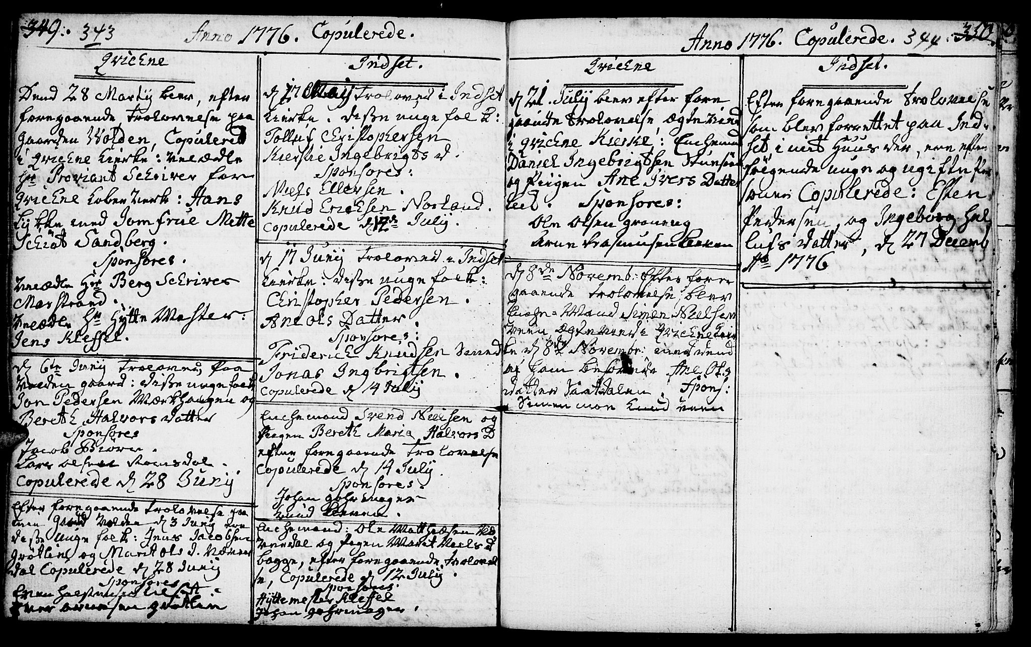 Kvikne prestekontor, SAH/PREST-064/H/Ha/Haa/L0002: Parish register (official) no. 2, 1764-1784, p. 343-344