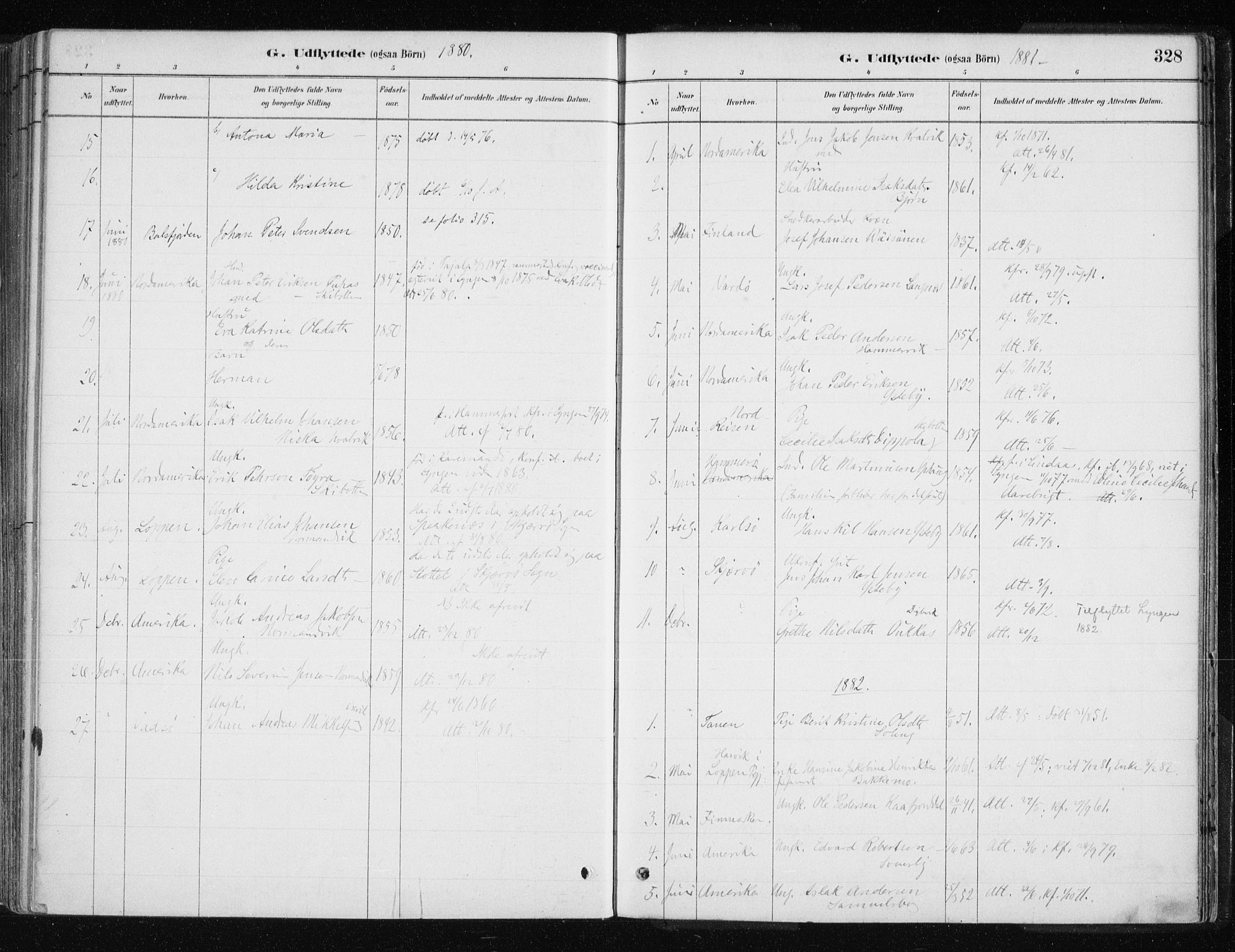 Lyngen sokneprestembete, AV/SATØ-S-1289/H/He/Hea/L0007kirke: Parish register (official) no. 7, 1879-1890, p. 328