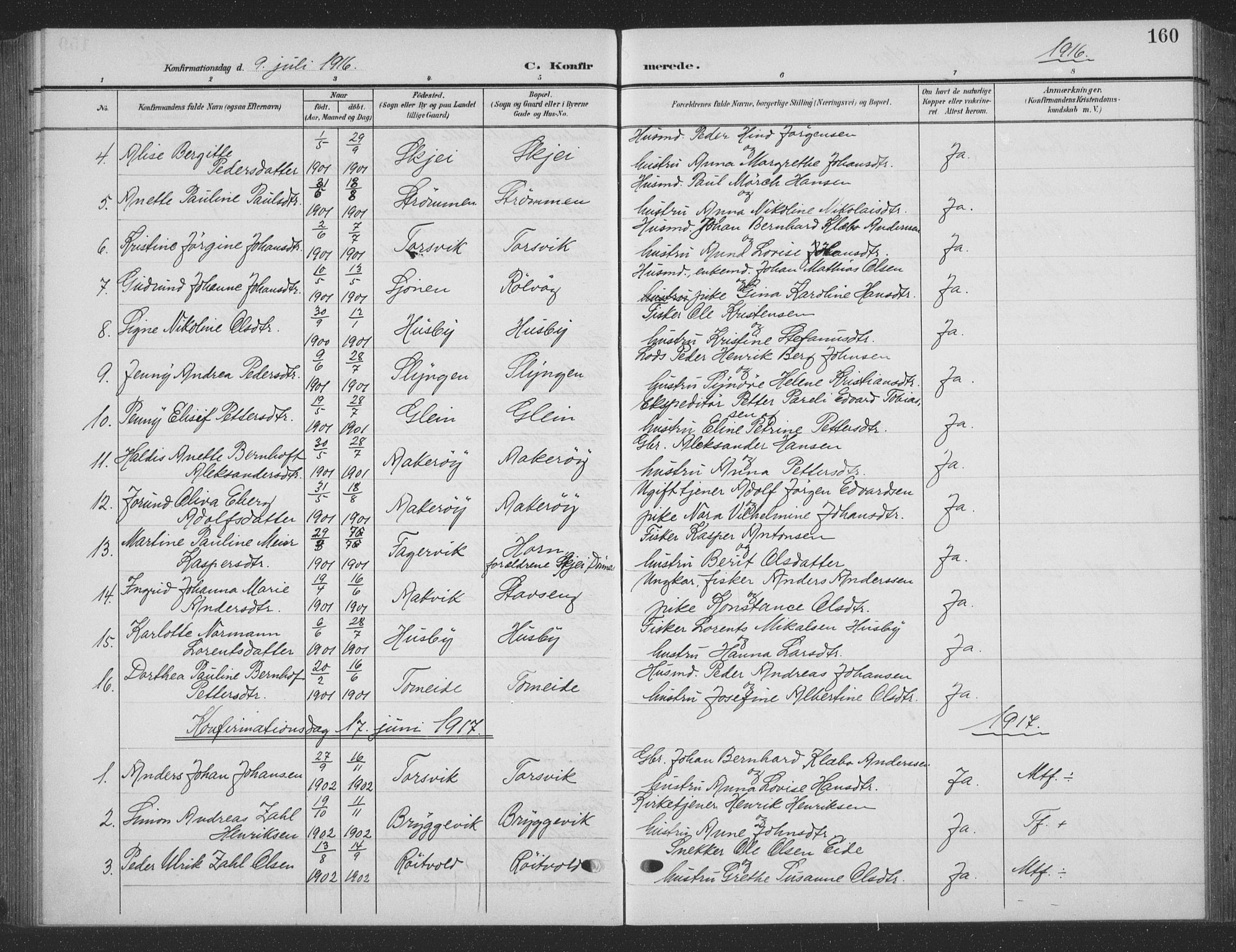 Ministerialprotokoller, klokkerbøker og fødselsregistre - Nordland, SAT/A-1459/835/L0533: Parish register (copy) no. 835C05, 1906-1939, p. 160