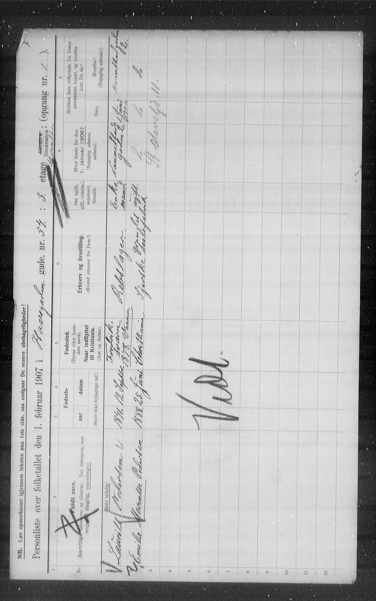 OBA, Municipal Census 1907 for Kristiania, 1907, p. 17430