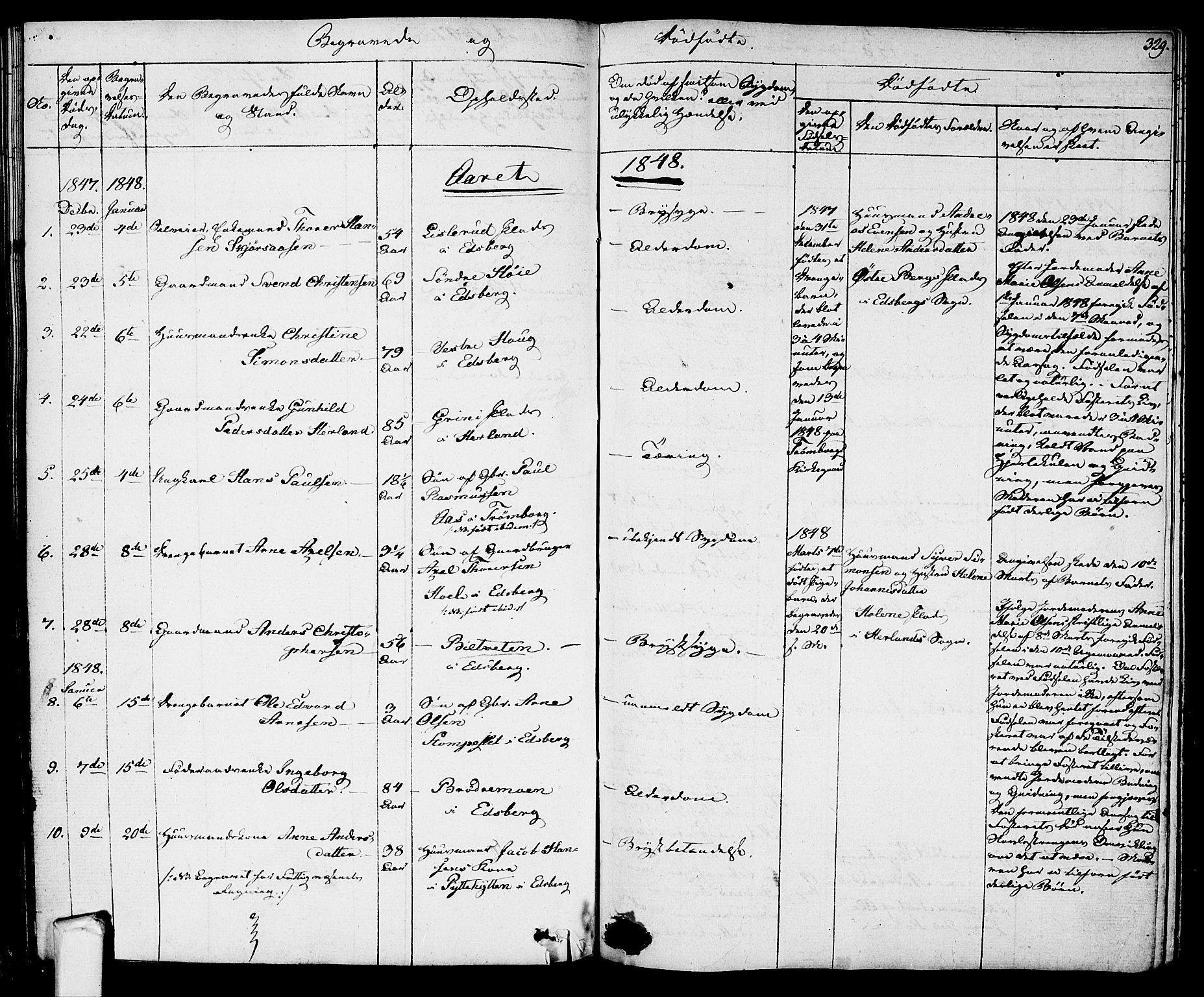 Eidsberg prestekontor Kirkebøker, SAO/A-10905/F/Fa/L0008: Parish register (official) no. I 8, 1832-1848, p. 329