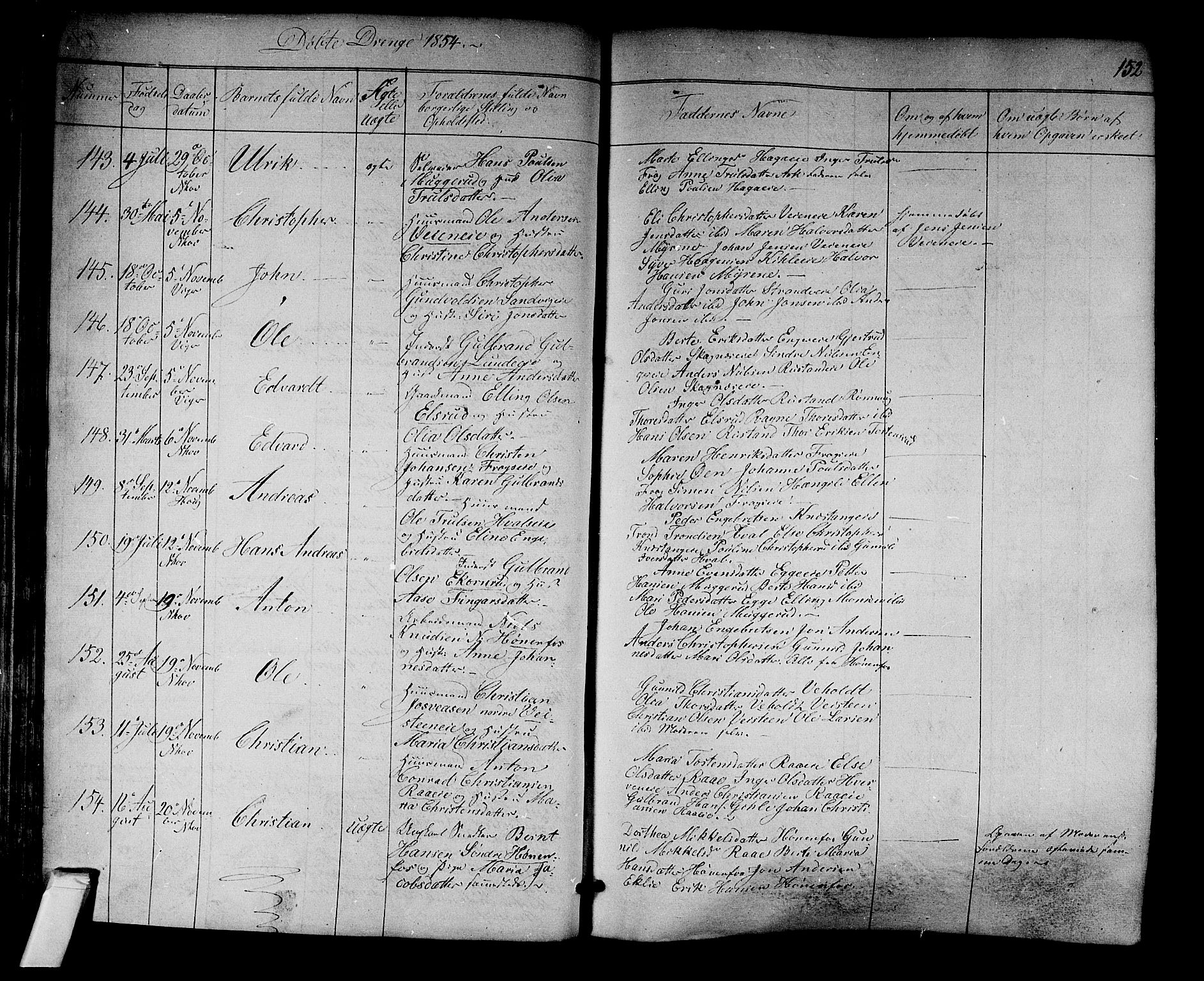 Norderhov kirkebøker, AV/SAKO-A-237/F/Fa/L0011: Parish register (official) no. 11, 1847-1856, p. 152