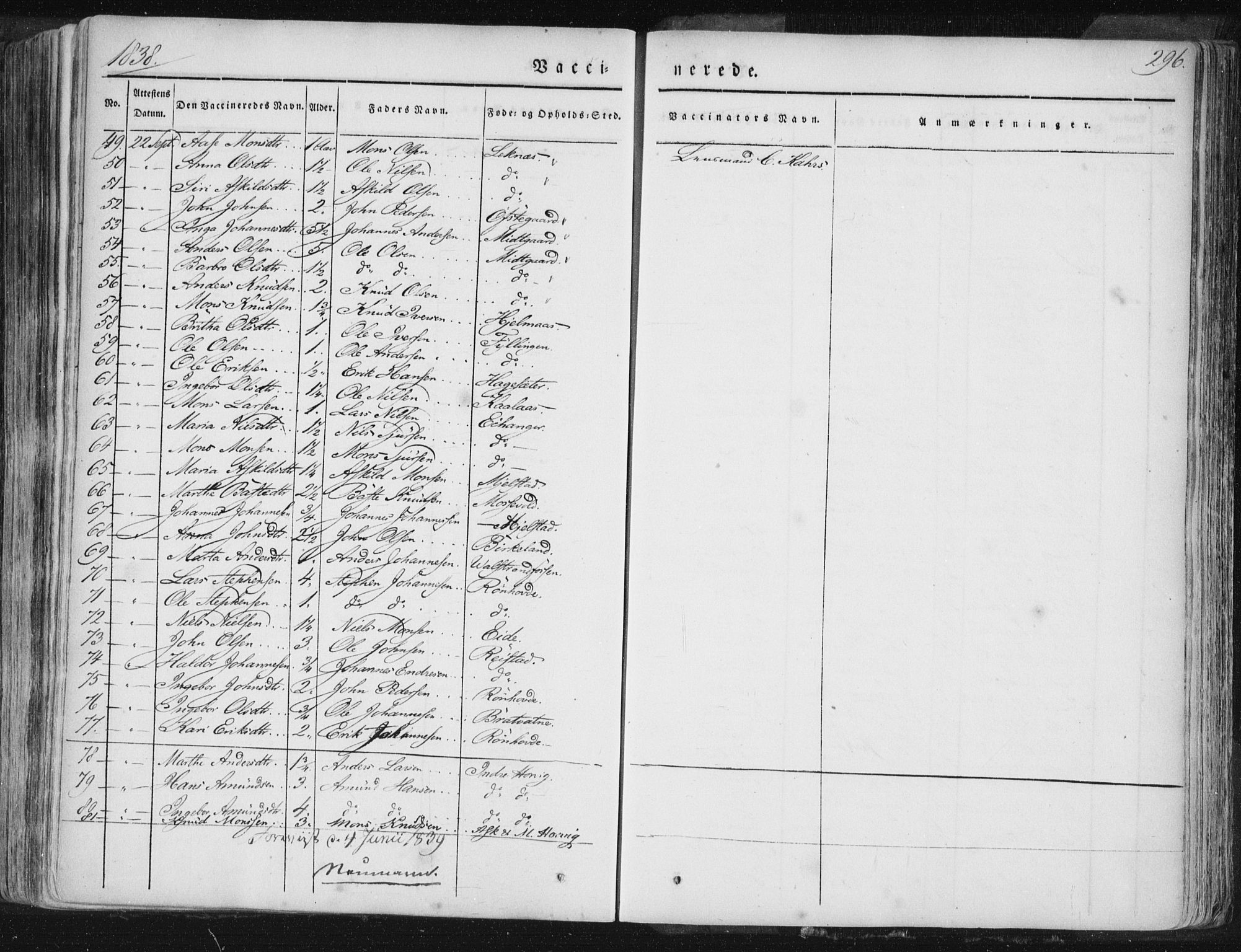 Hamre sokneprestembete, SAB/A-75501/H/Ha/Haa/Haaa/L0012: Parish register (official) no. A 12, 1834-1845, p. 296