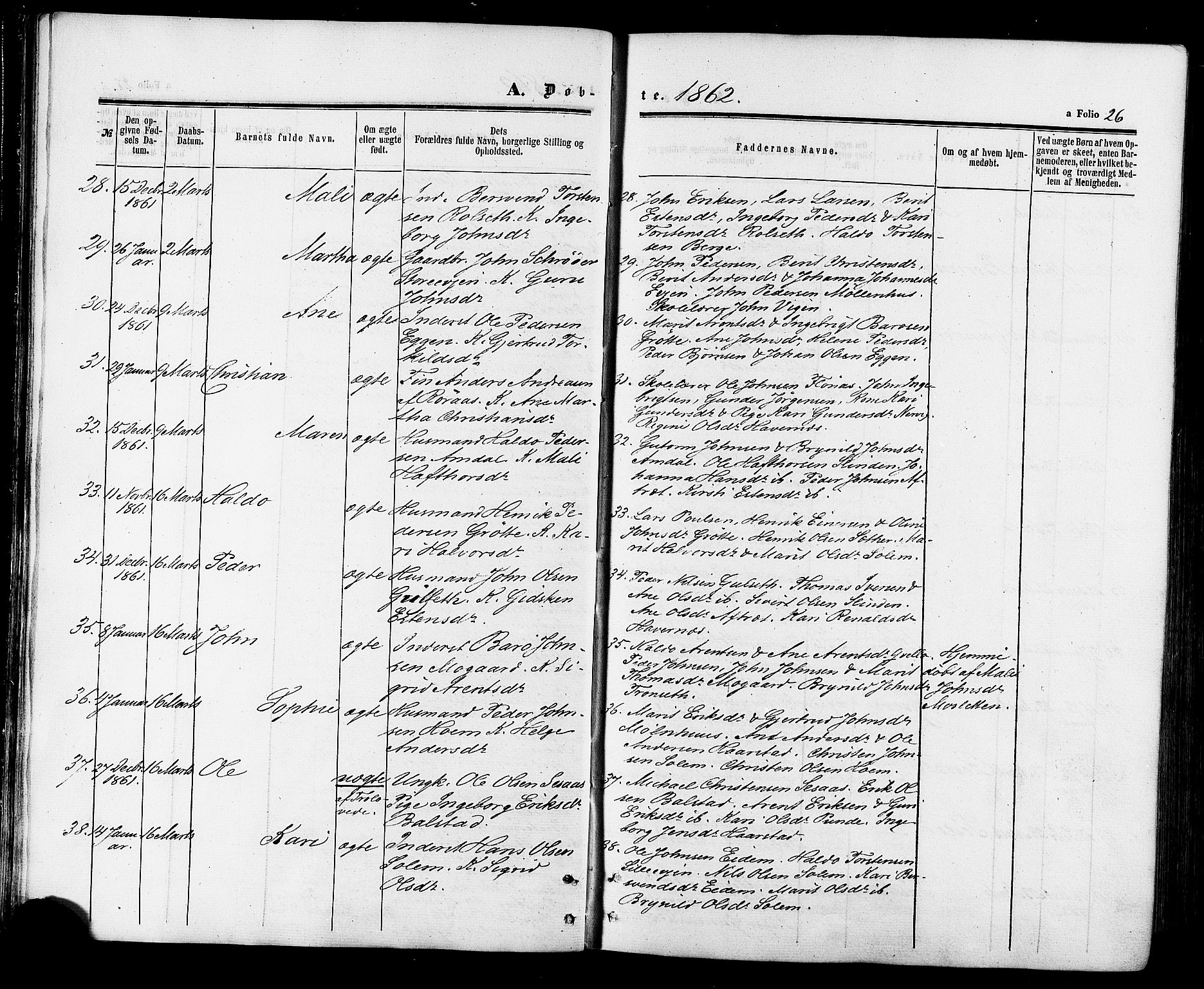 Ministerialprotokoller, klokkerbøker og fødselsregistre - Sør-Trøndelag, SAT/A-1456/695/L1147: Parish register (official) no. 695A07, 1860-1877, p. 26