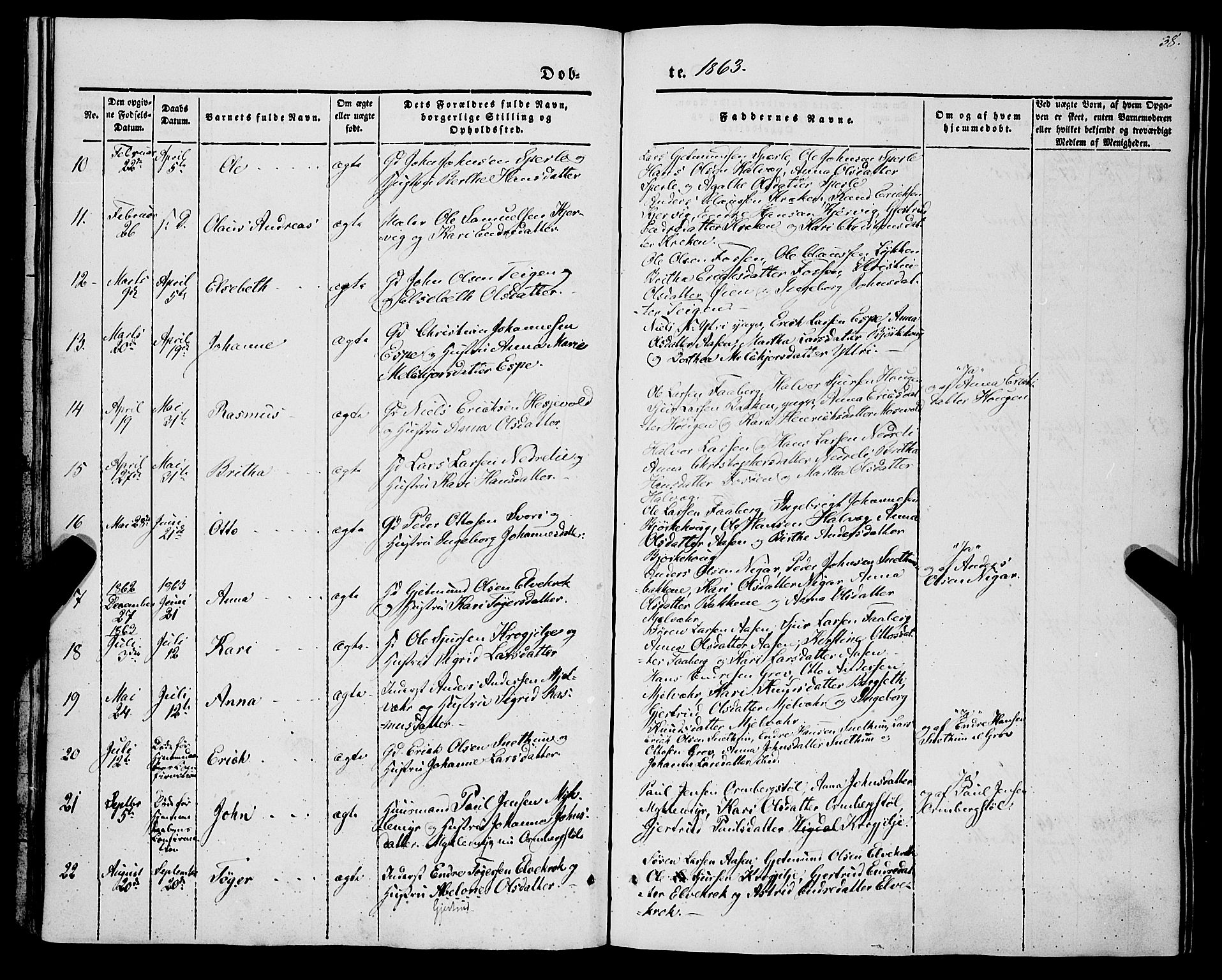 Jostedal sokneprestembete, AV/SAB-A-80601/H/Haa/Haaa/L0005: Parish register (official) no. A 5, 1849-1877, p. 38