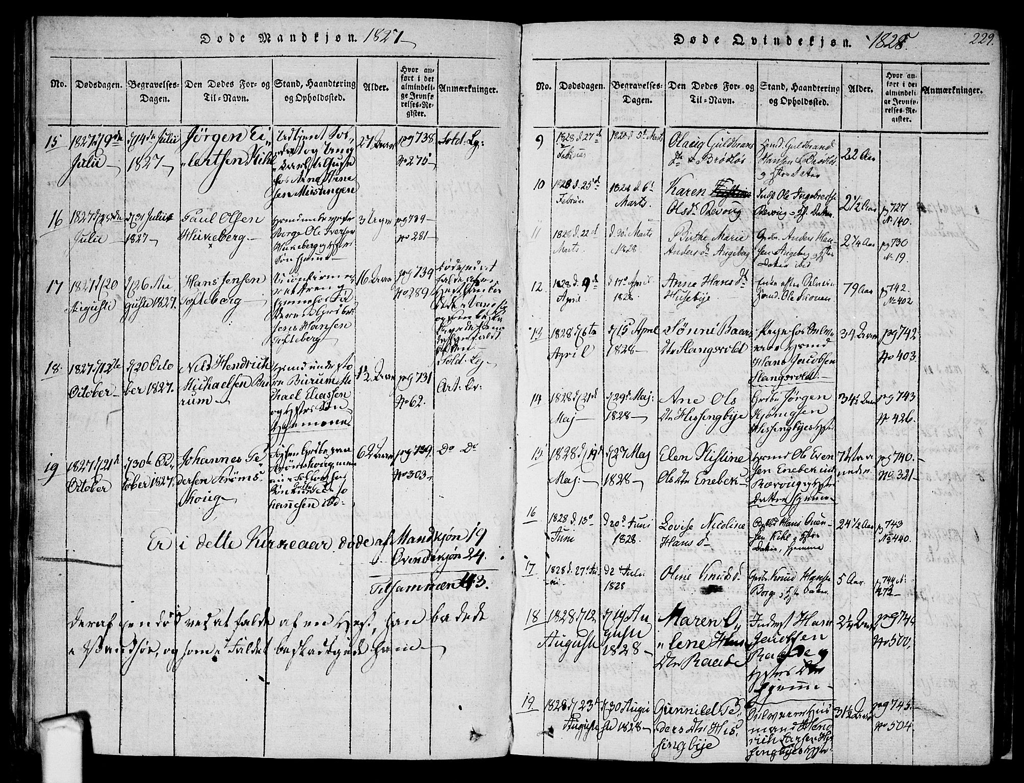 Råde prestekontor kirkebøker, SAO/A-2009/F/Fa/L0004: Parish register (official) no. 4, 1814-1830, p. 228-229