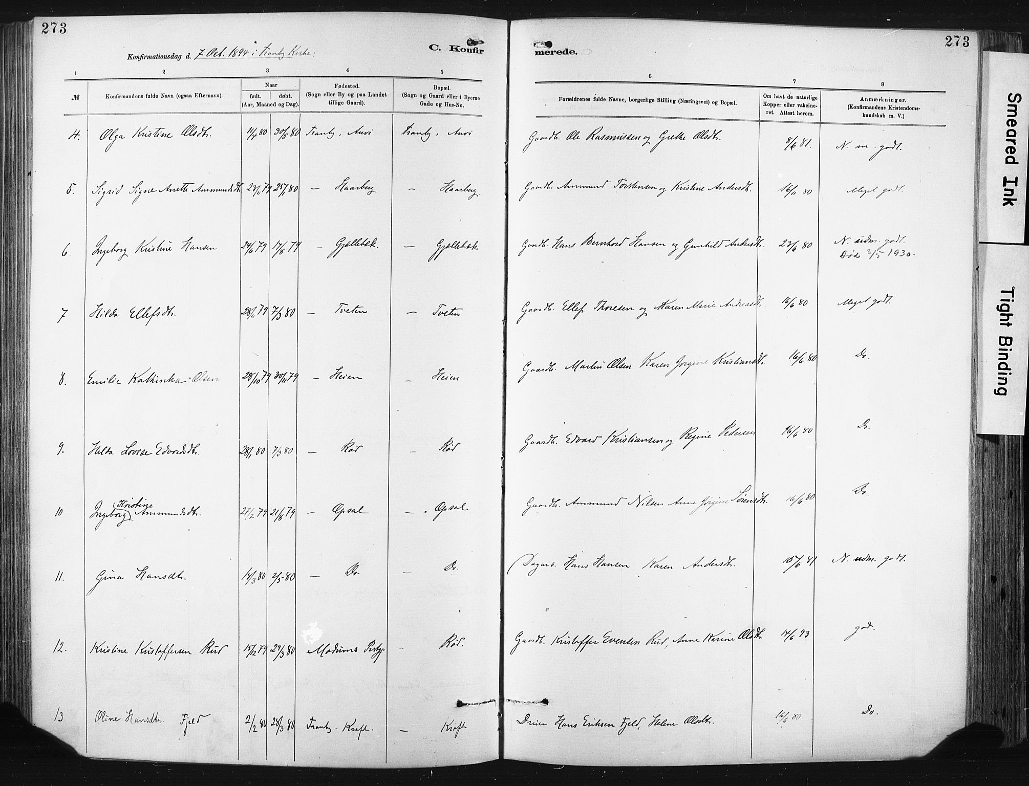 Lier kirkebøker, SAKO/A-230/F/Fa/L0015: Parish register (official) no. I 15, 1883-1894, p. 273