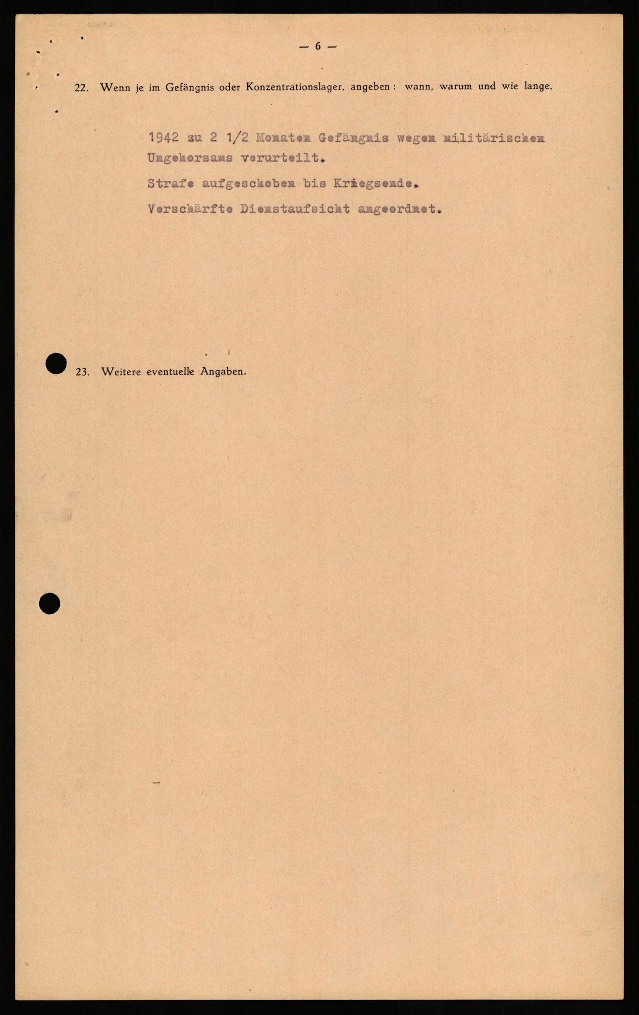 Forsvaret, Forsvarets overkommando II, RA/RAFA-3915/D/Db/L0022: CI Questionaires. Tyske okkupasjonsstyrker i Norge. Tyskere., 1945-1946, p. 128