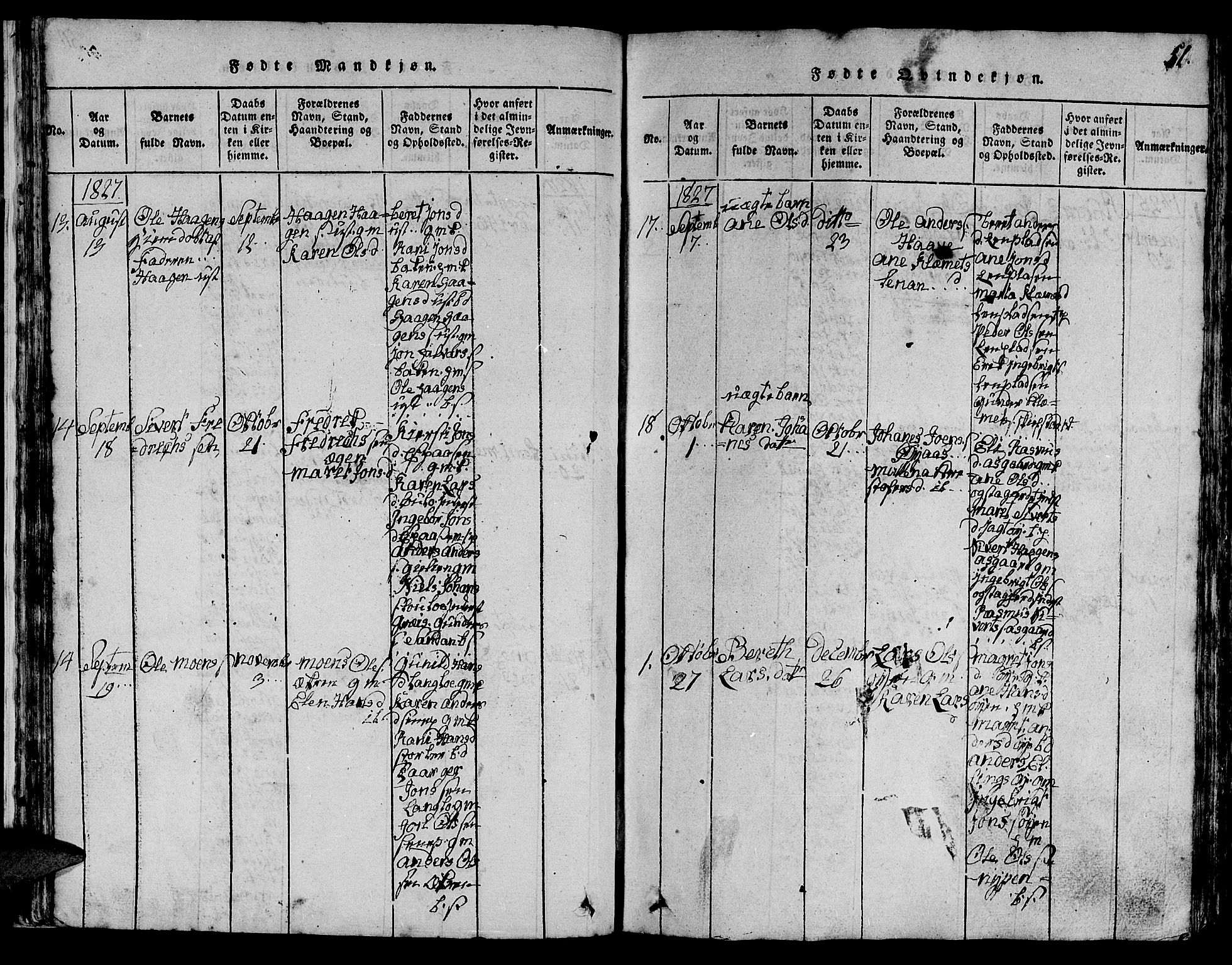 Ministerialprotokoller, klokkerbøker og fødselsregistre - Sør-Trøndelag, SAT/A-1456/613/L0393: Parish register (copy) no. 613C01, 1816-1886, p. 51