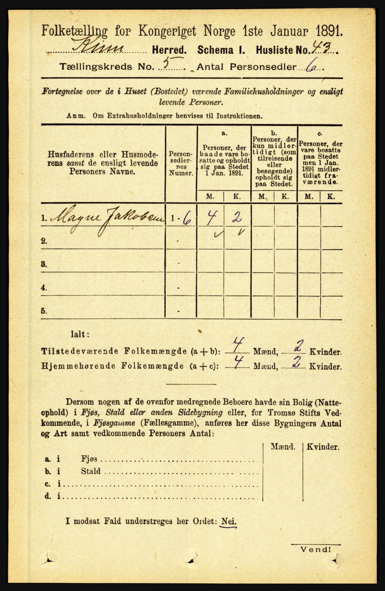 RA, 1891 census for 1437 Kinn, 1891, p. 1782
