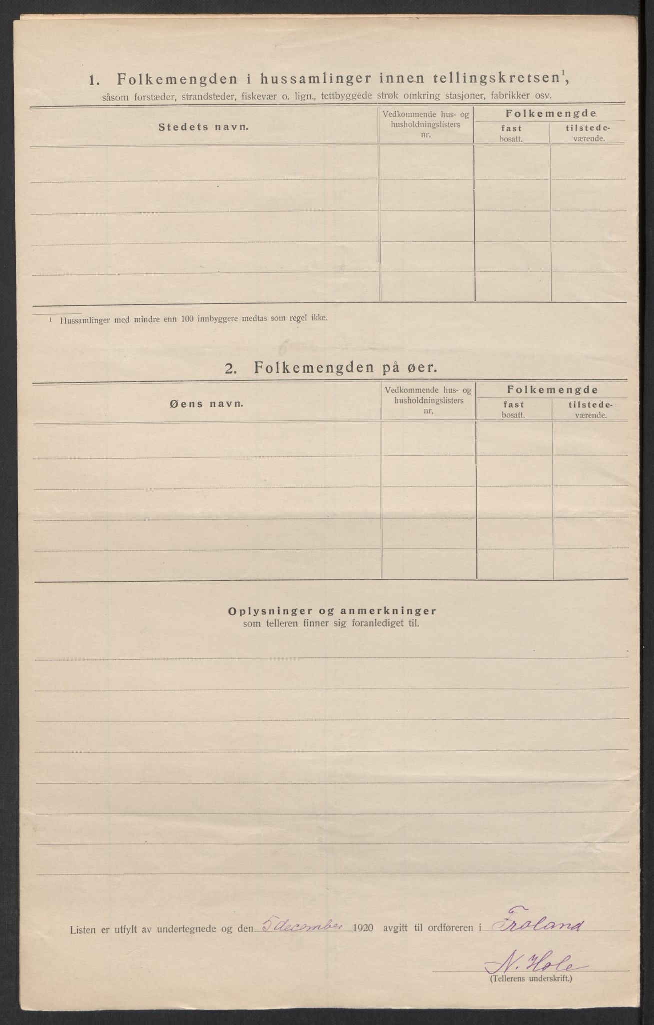 SAK, 1920 census for Froland, 1920, p. 32