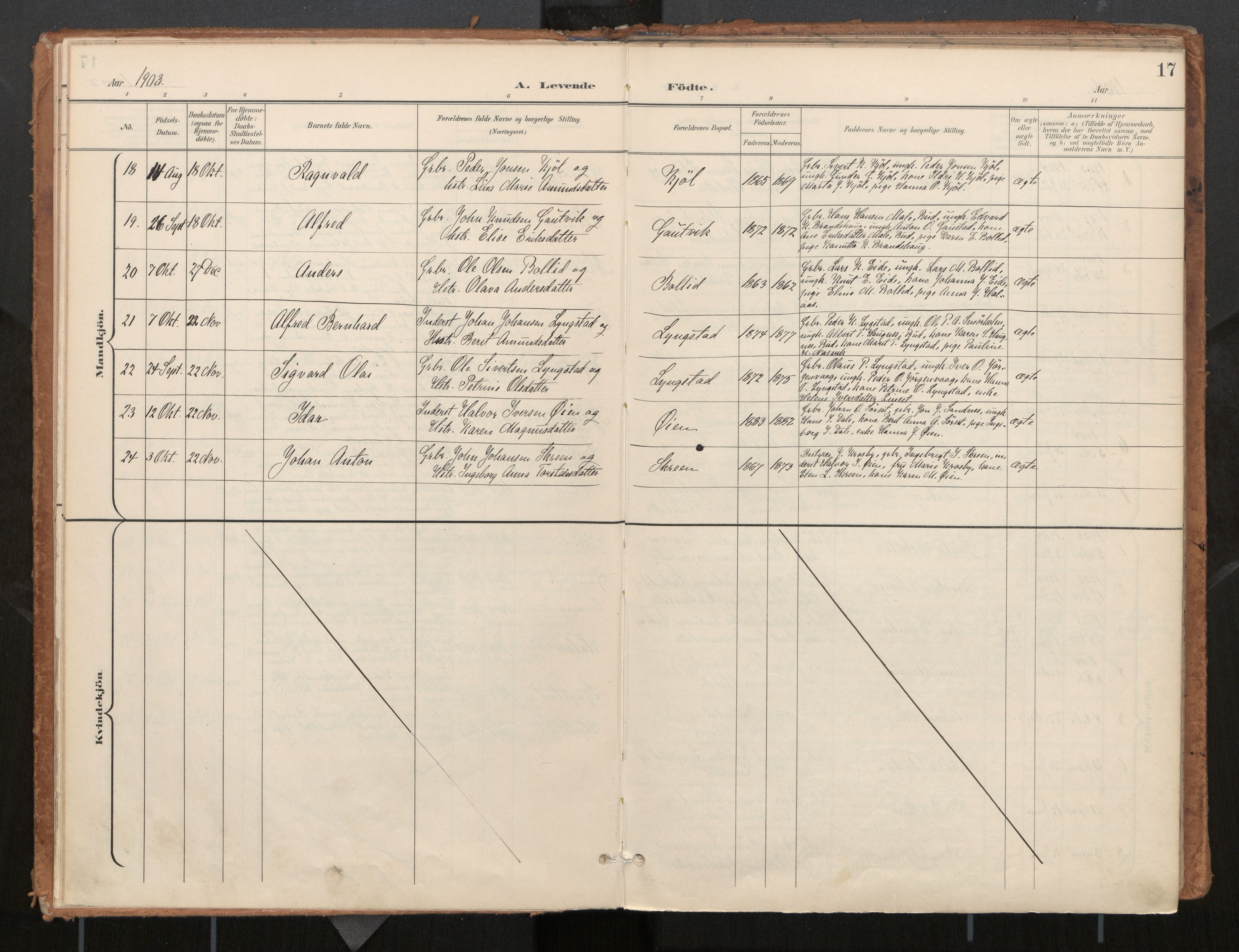 Ministerialprotokoller, klokkerbøker og fødselsregistre - Møre og Romsdal, AV/SAT-A-1454/571/L0836a: Parish register (official) no. 571A02, 1898-1910, p. 17