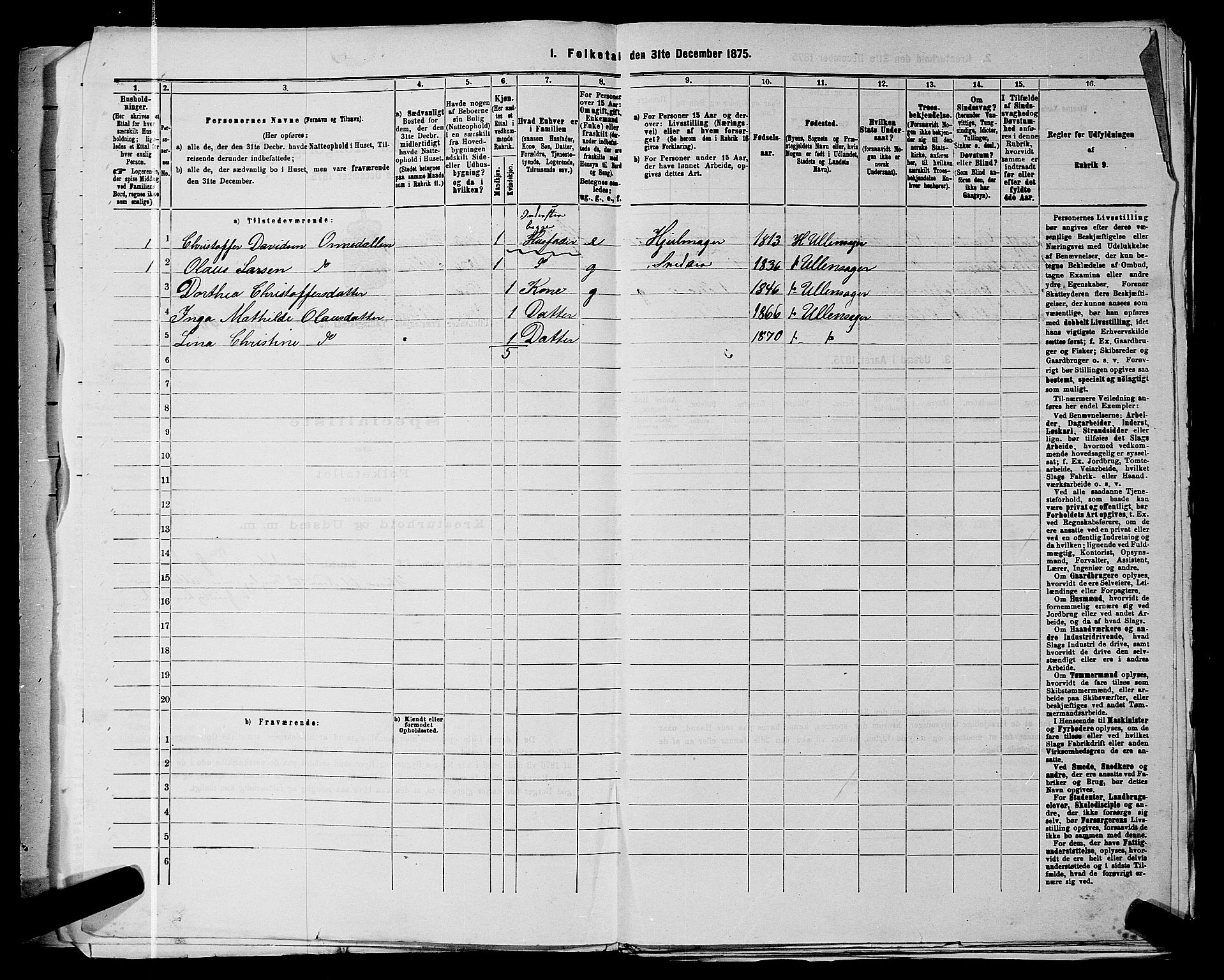 RA, 1875 census for 0235P Ullensaker, 1875, p. 1864