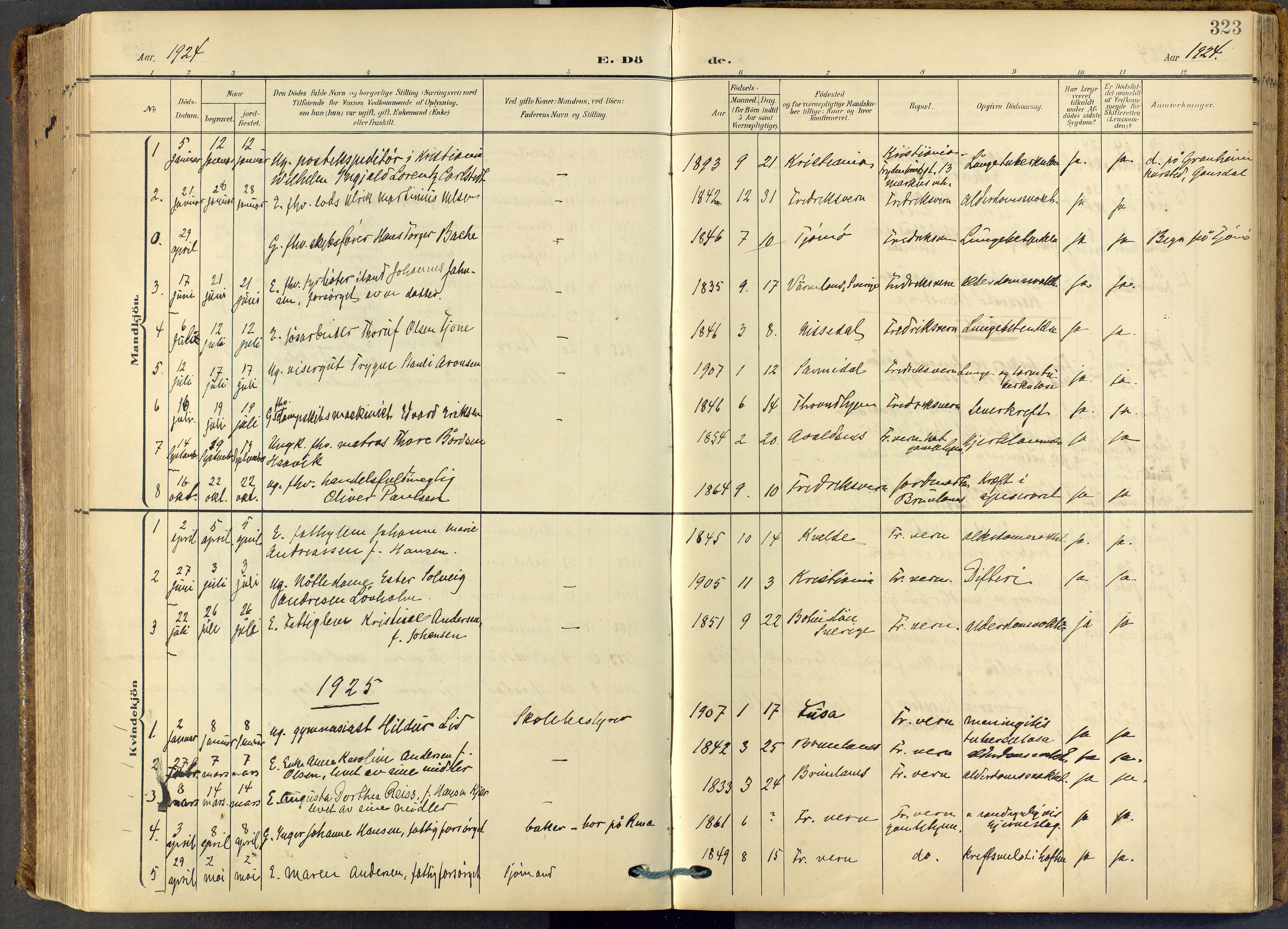 Stavern kirkebøker, SAKO/A-318/F/Fa/L0009: Parish register (official) no. 9, 1906-1955, p. 323