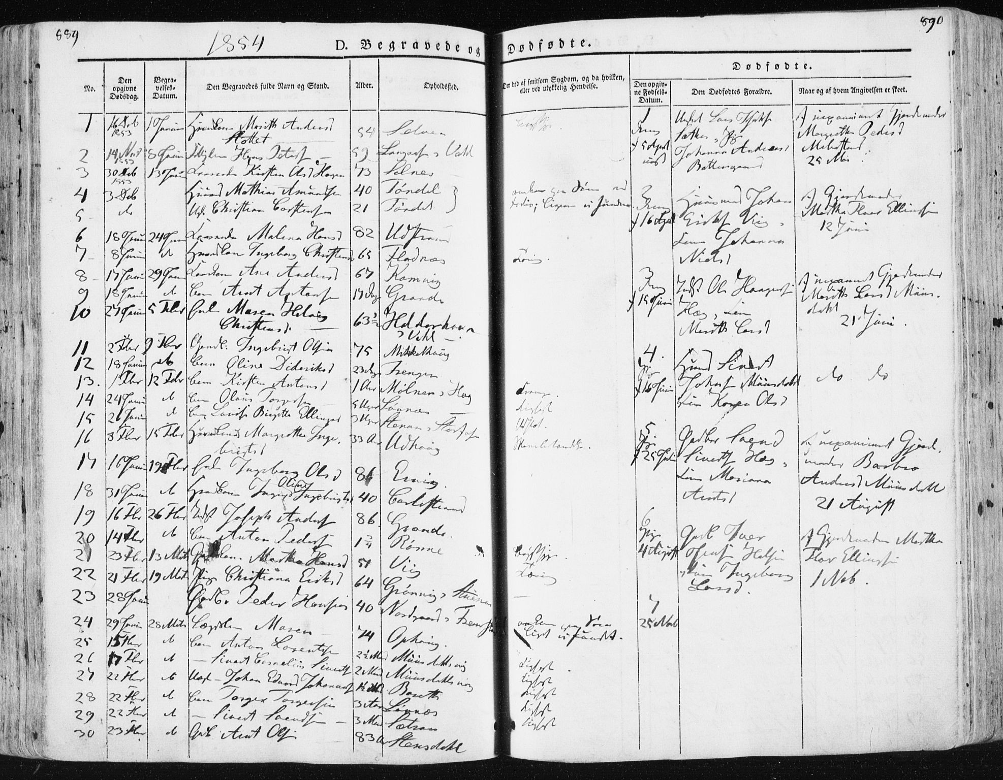 Ministerialprotokoller, klokkerbøker og fødselsregistre - Sør-Trøndelag, SAT/A-1456/659/L0736: Parish register (official) no. 659A06, 1842-1856, p. 889-890