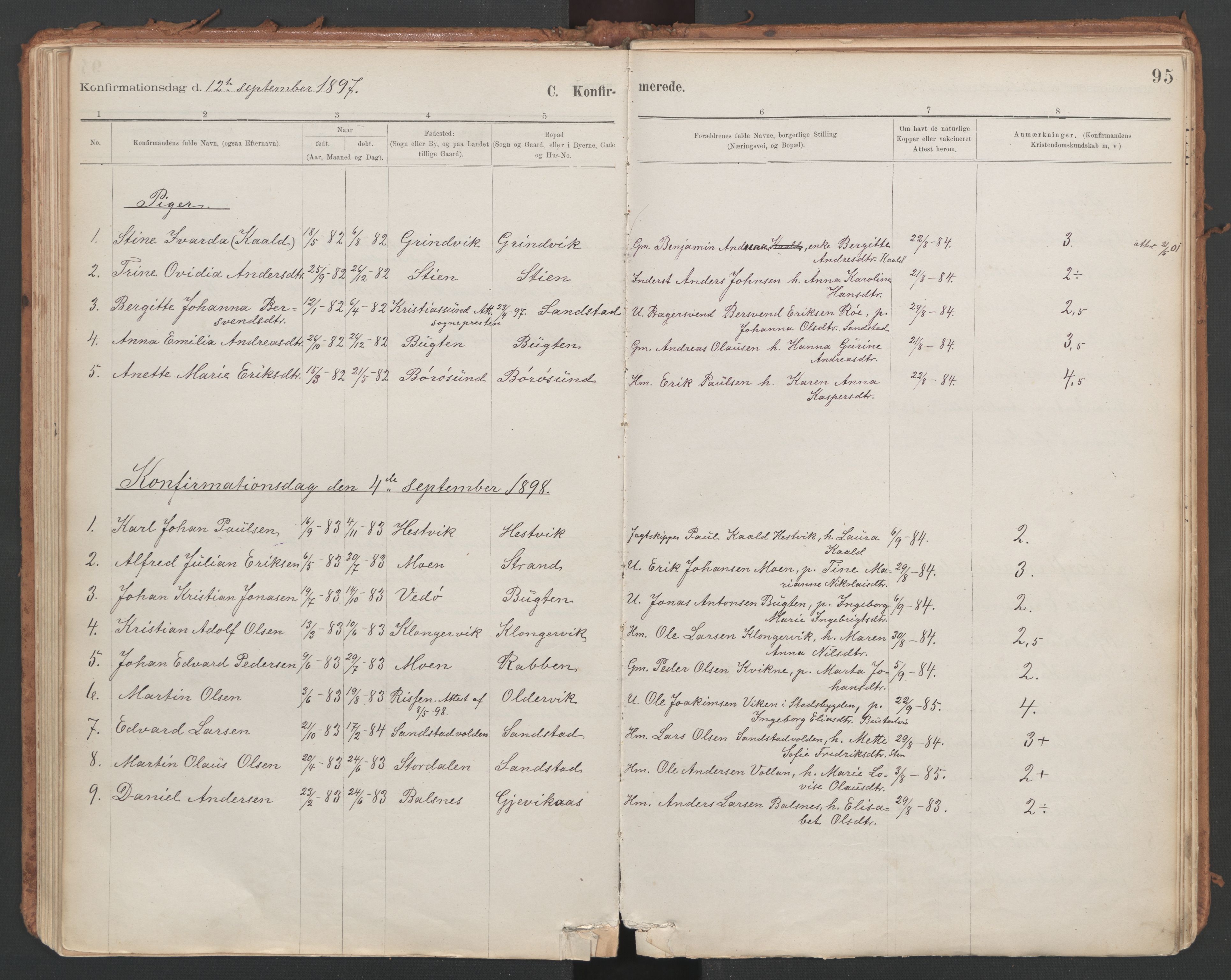 Ministerialprotokoller, klokkerbøker og fødselsregistre - Sør-Trøndelag, SAT/A-1456/639/L0572: Parish register (official) no. 639A01, 1890-1920, p. 95