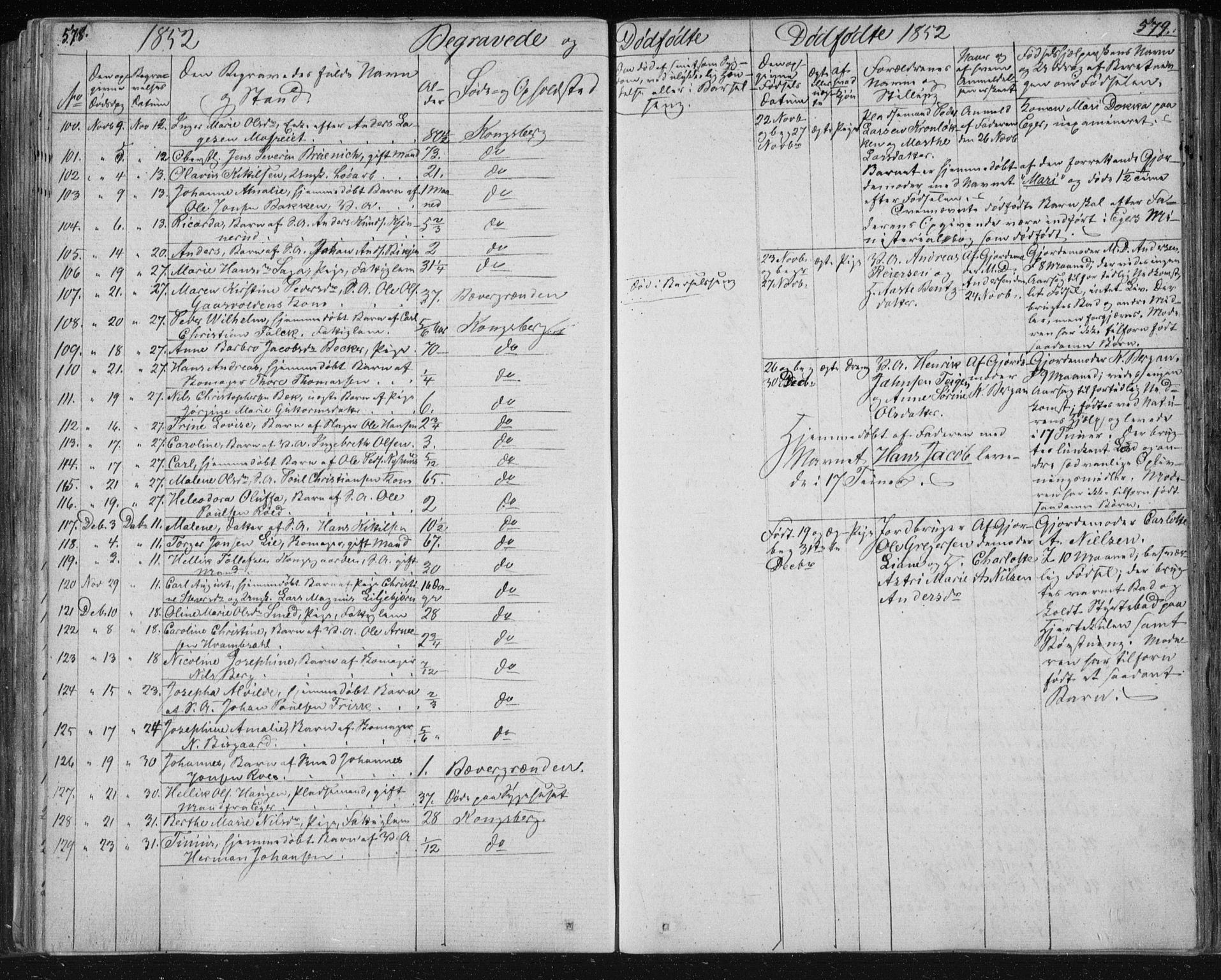 Kongsberg kirkebøker, SAKO/A-22/F/Fa/L0009: Parish register (official) no. I 9, 1839-1858, p. 578-579