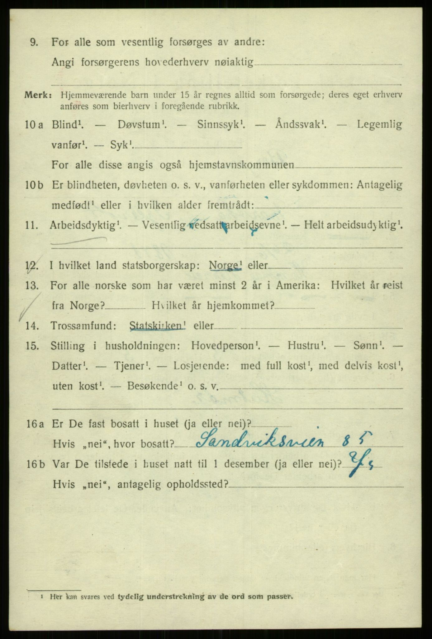 SAB, 1920 census for Bergen, 1920, p. 208467