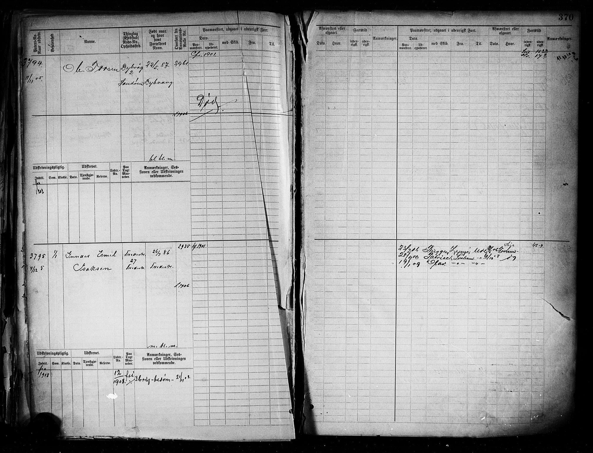 Tvedestrand mønstringskrets, AV/SAK-2031-0011/F/Fb/L0005: Hovedrulle A nr 3057-3817, R-6, 1890-1920, p. 379