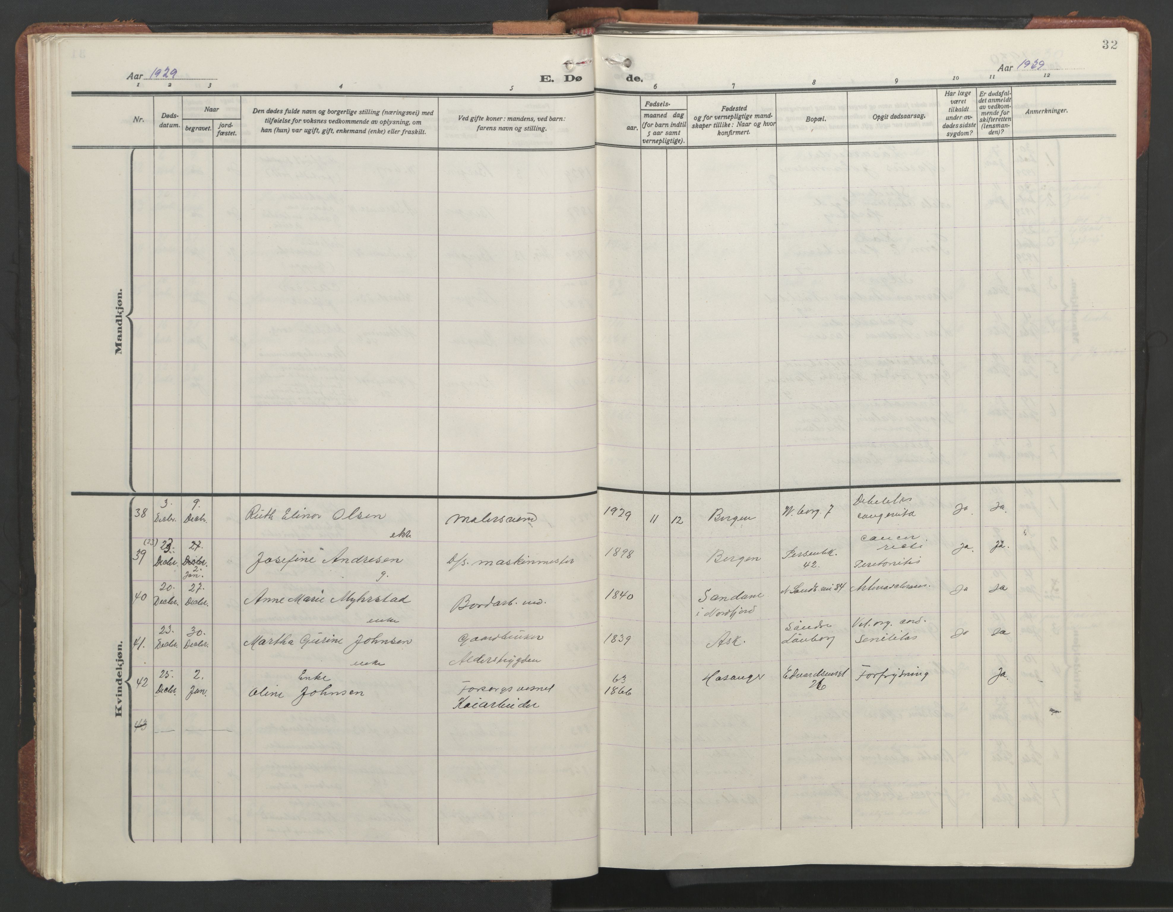 Sandviken Sokneprestembete, AV/SAB-A-77601/H/Hb/L0018: Parish register (copy) no. E 2, 1926-1962, p. 31b-32a