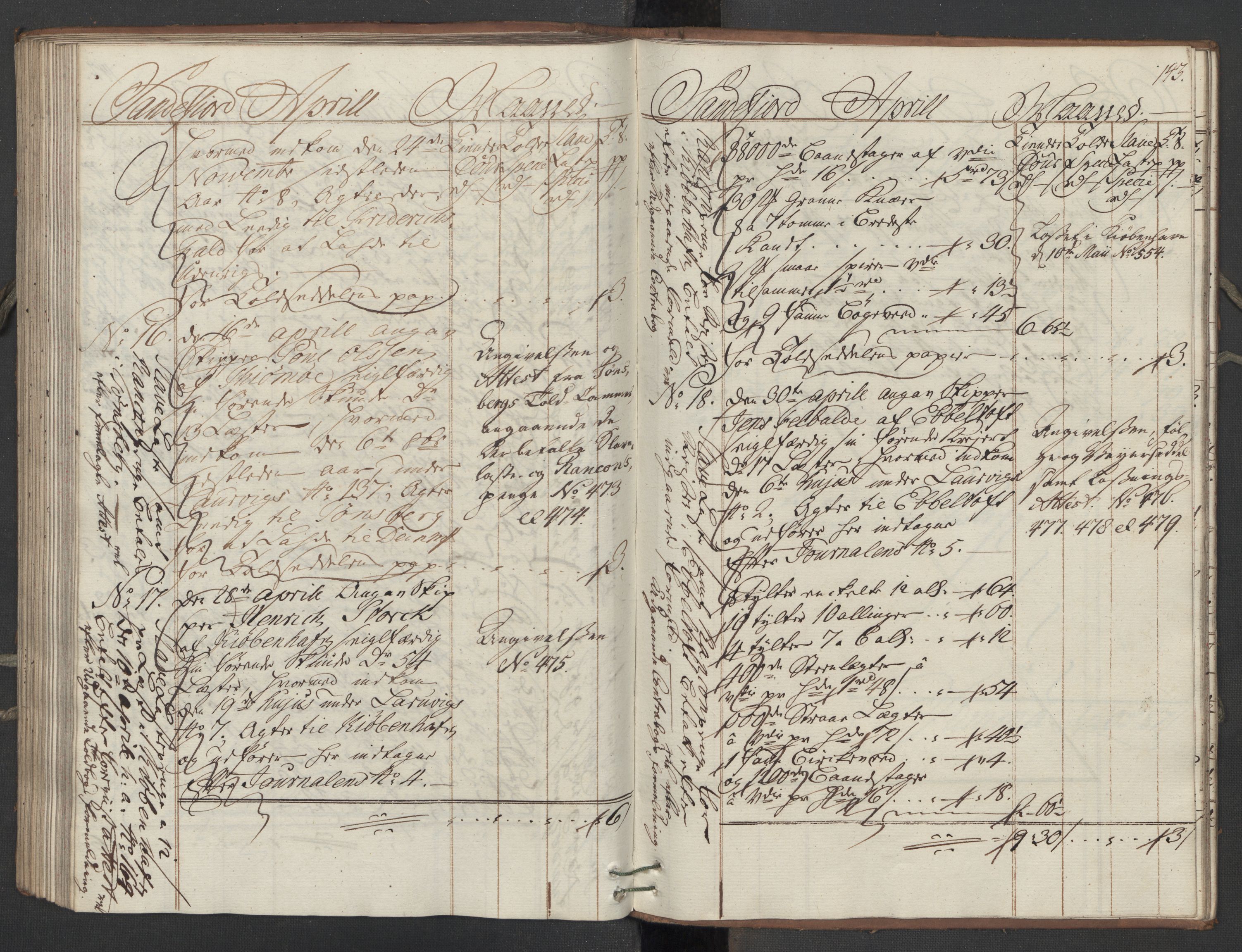 Generaltollkammeret, tollregnskaper, AV/RA-EA-5490/R11/L0039/0001: Tollregnskaper Larvik og Sandefjord / Utgående hovedtollbok, 1762, p. 142b-143a