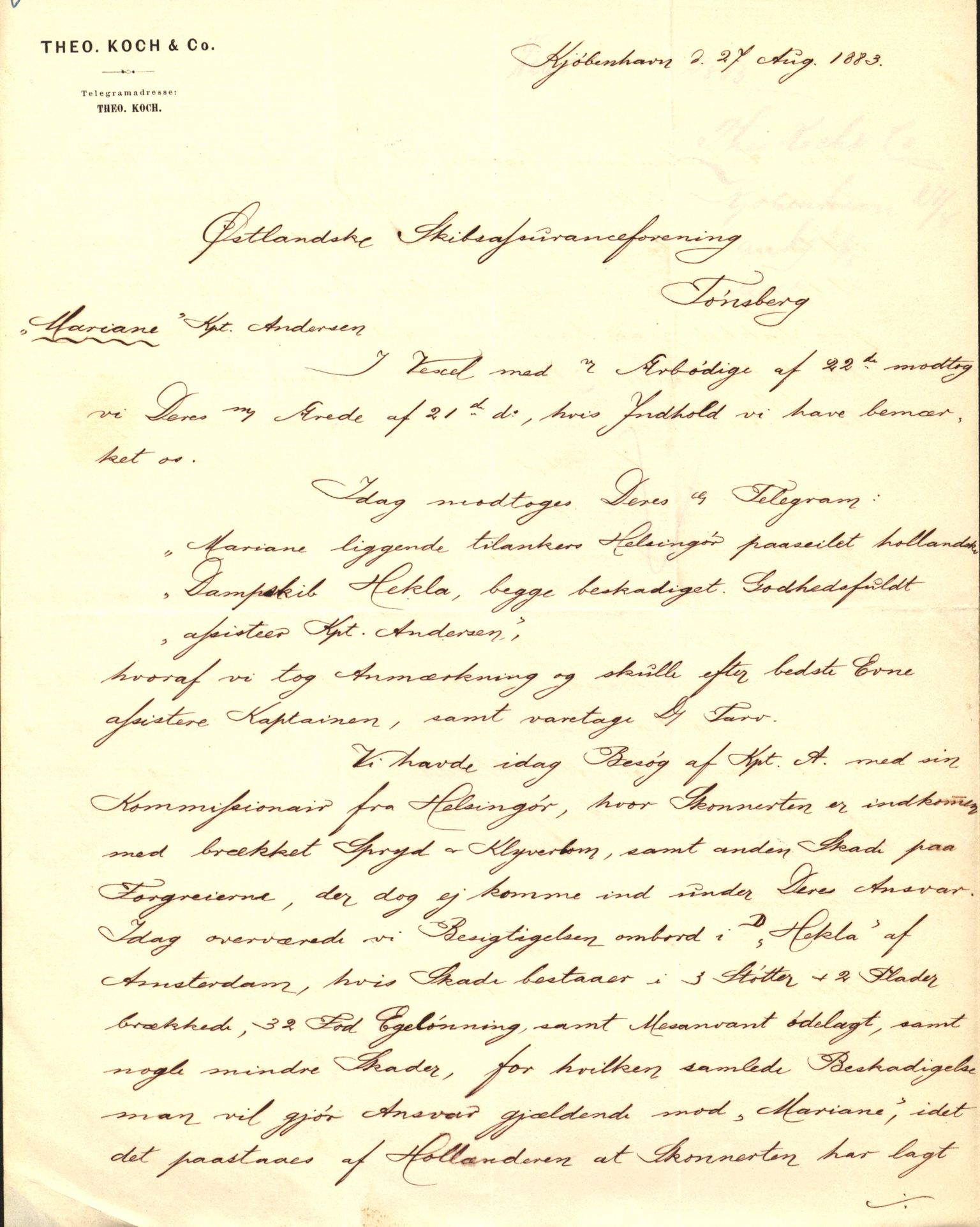 Pa 63 - Østlandske skibsassuranceforening, VEMU/A-1079/G/Ga/L0016/0007: Havaridokumenter / Mariane, Lækna, Luna, L'Union, 1883, p. 33