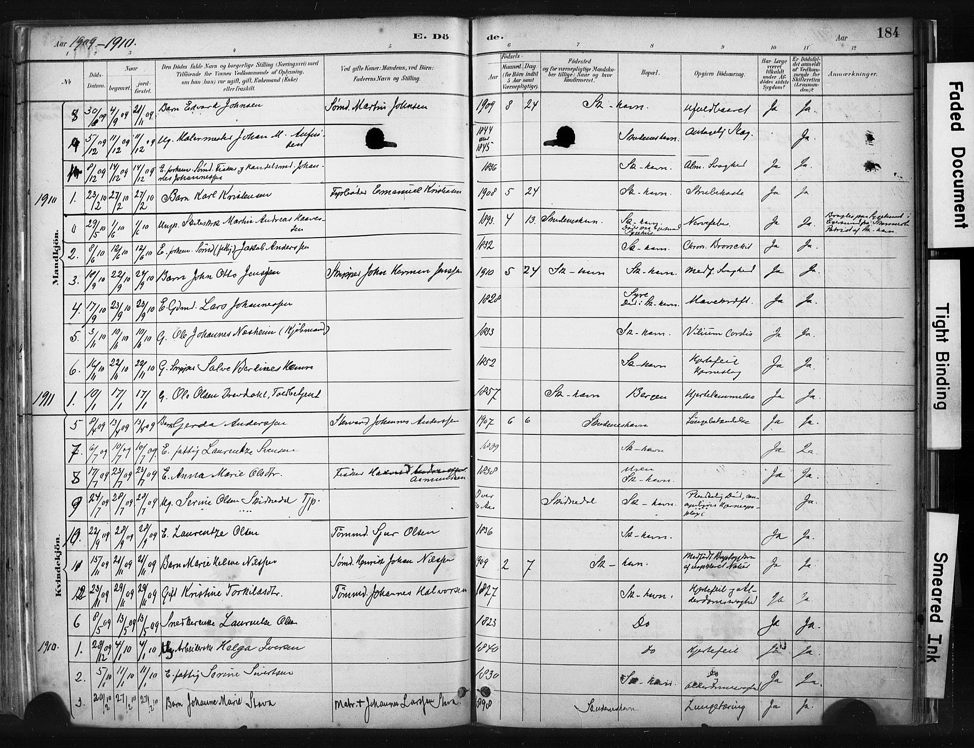 Skudenes sokneprestkontor, AV/SAST-A -101849/H/Ha/Haa/L0008: Parish register (official) no. A 5, 1882-1912, p. 184