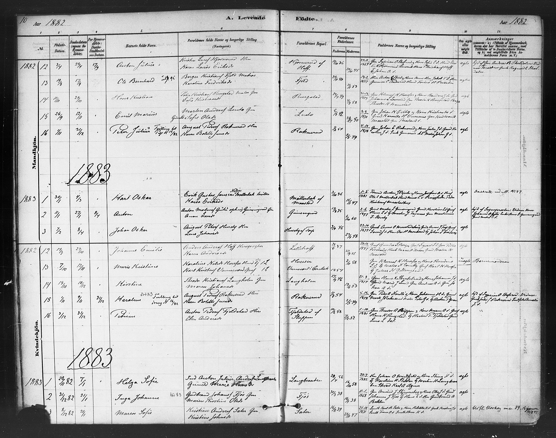 Trøgstad prestekontor Kirkebøker, SAO/A-10925/F/Fb/L0001: Parish register (official) no. II 1, 1878-1902, p. 10