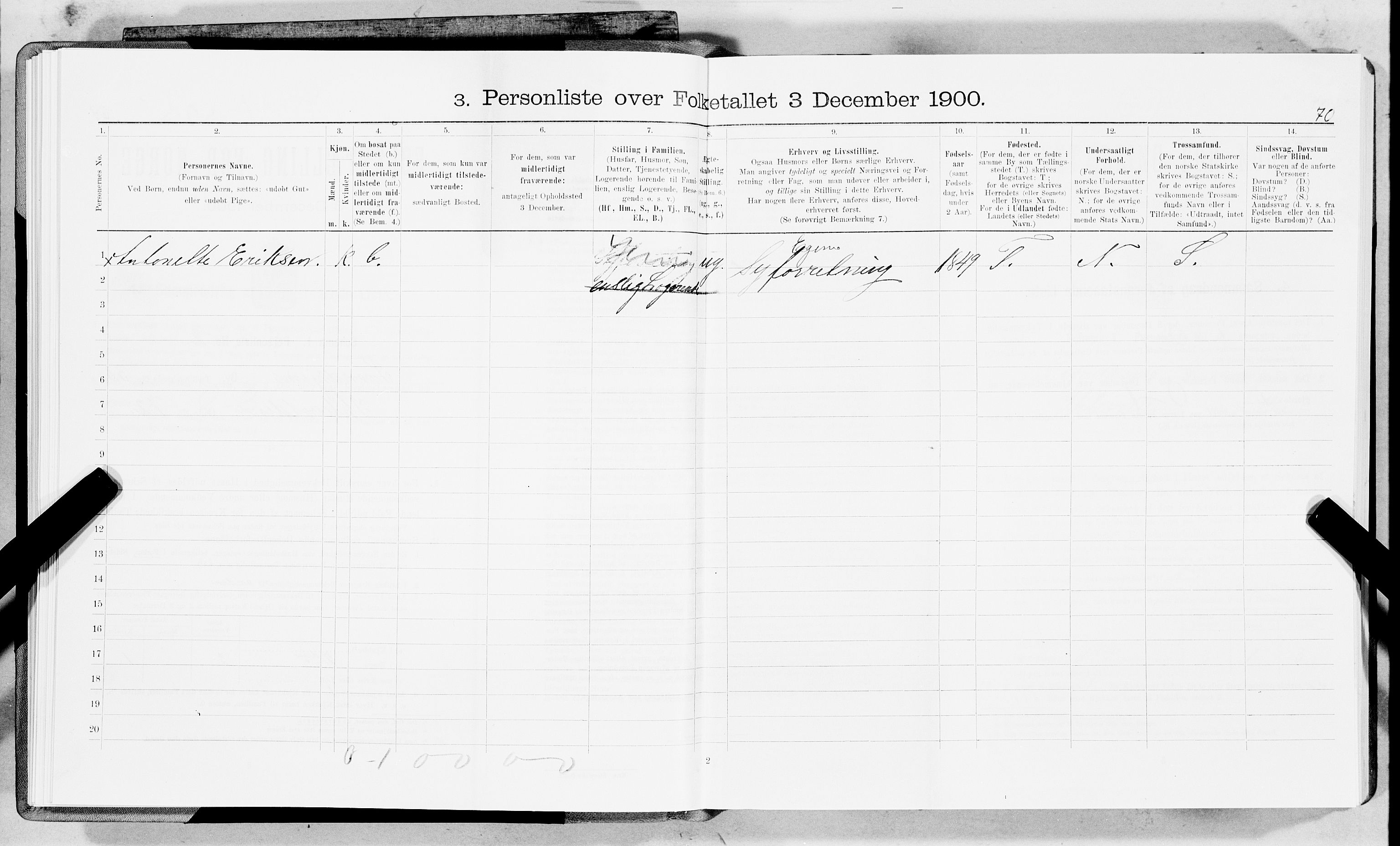 SAT, 1900 census for Trondheim, 1900, p. 5390