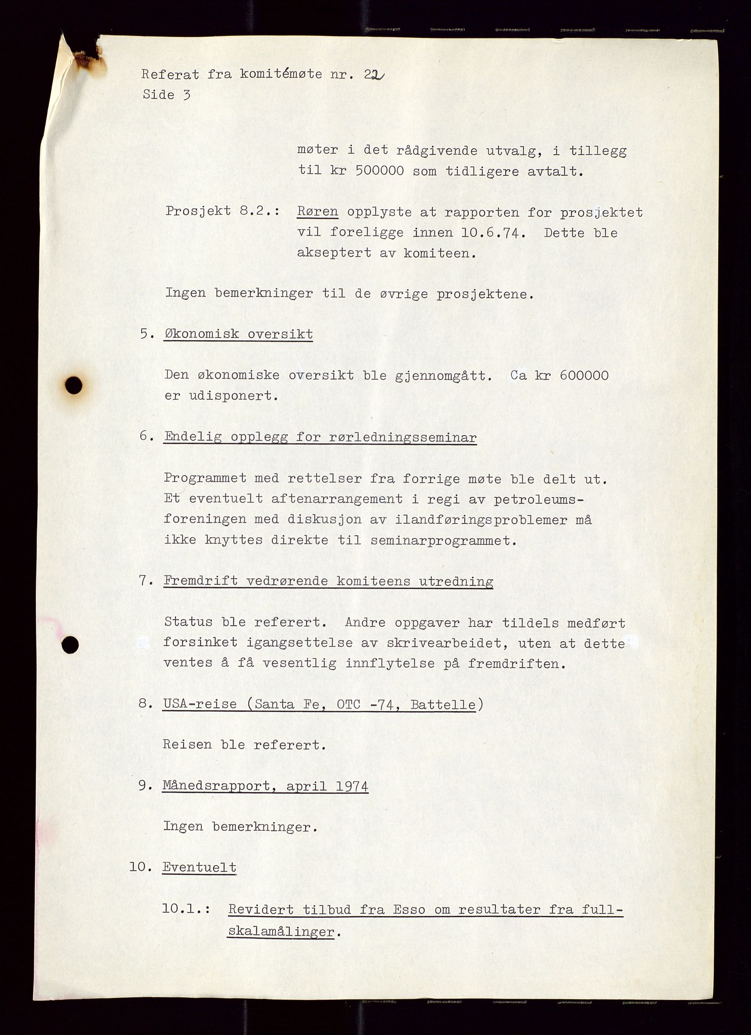 Industridepartementet, Oljekontoret, AV/SAST-A-101348/Di/L0001: DWP, møter juni - november, komiteemøter nr. 19 - 26, 1973-1974, p. 588