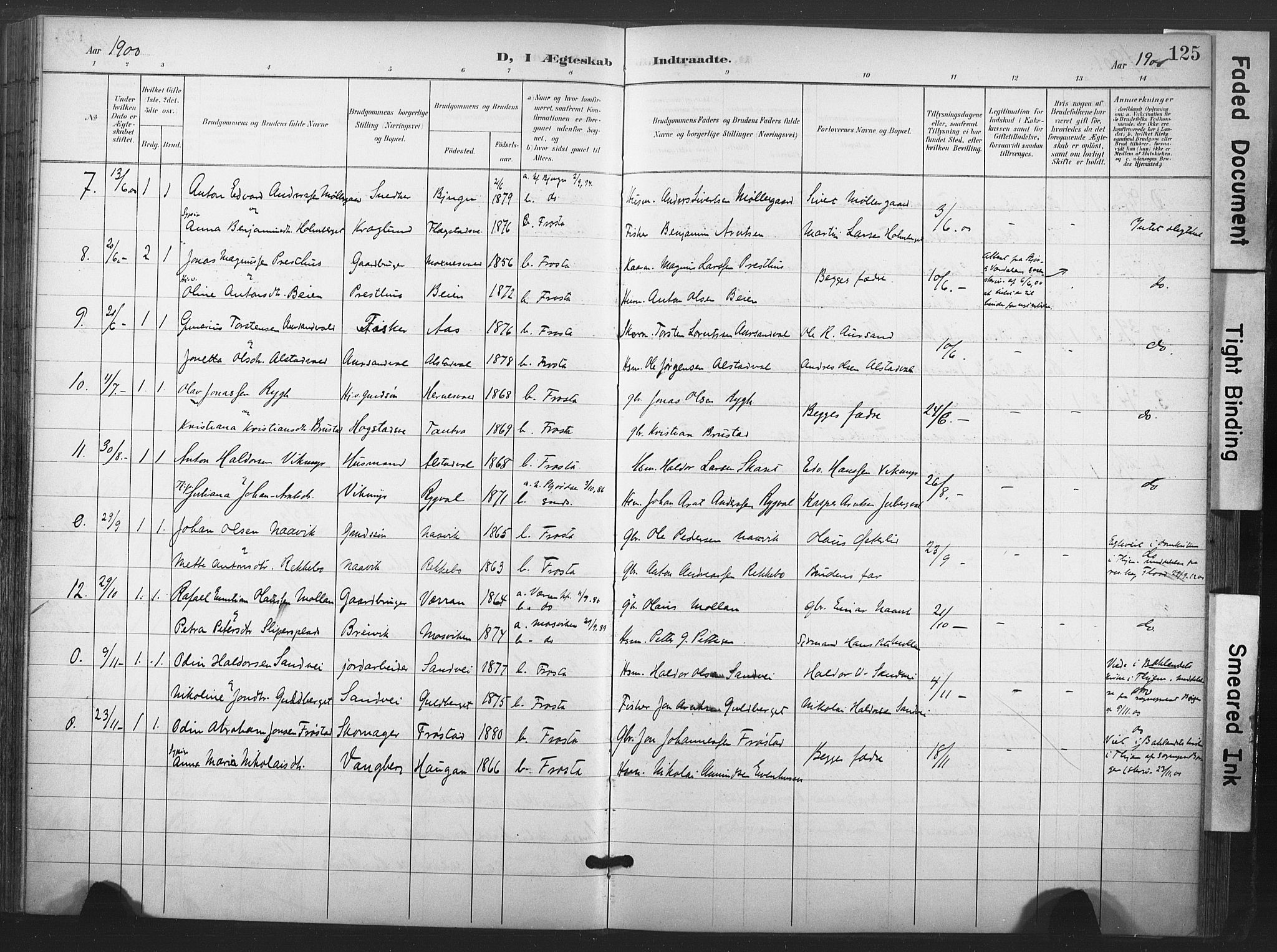 Ministerialprotokoller, klokkerbøker og fødselsregistre - Nord-Trøndelag, SAT/A-1458/713/L0122: Parish register (official) no. 713A11, 1899-1910, p. 125