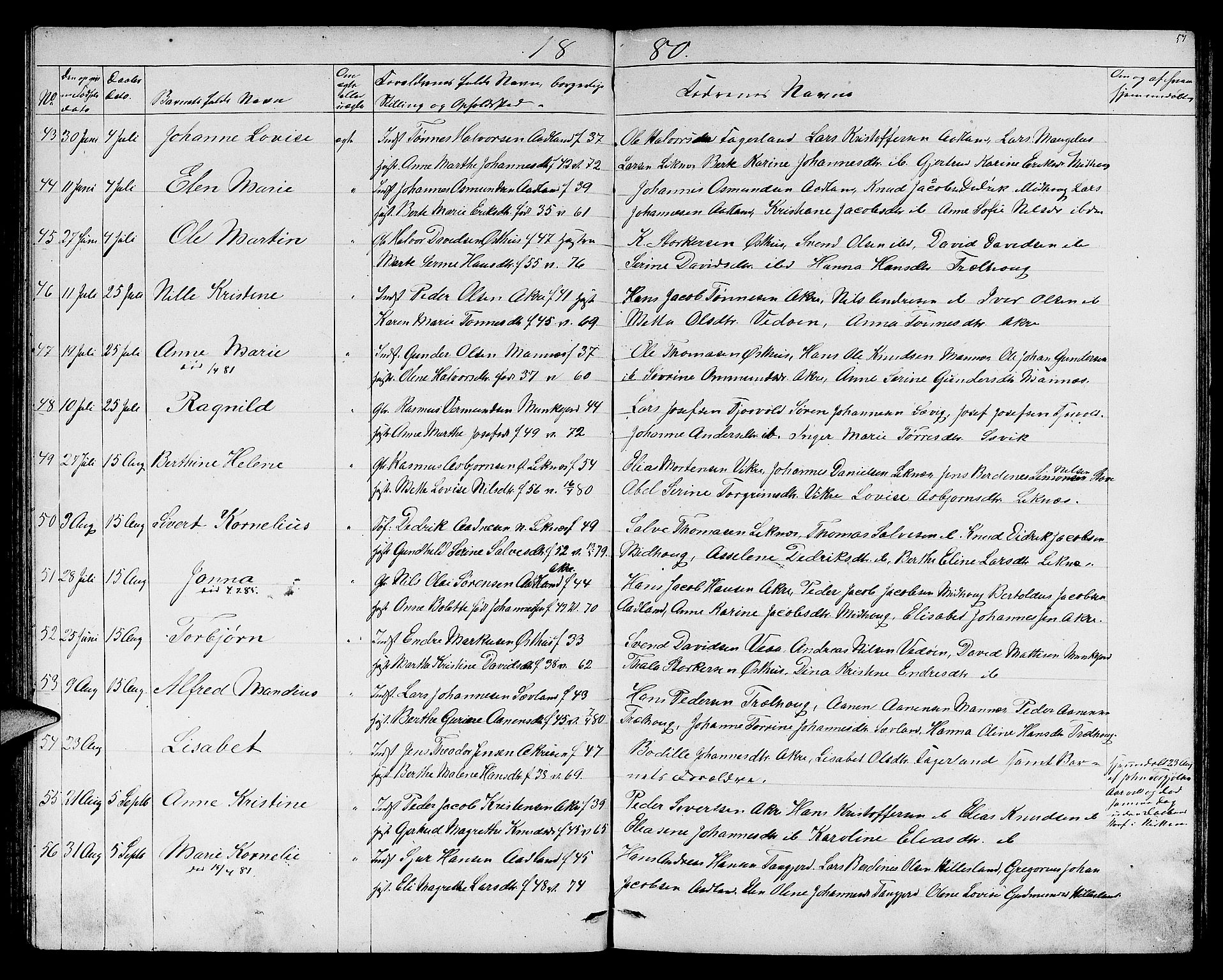 Skudenes sokneprestkontor, AV/SAST-A -101849/H/Ha/Hab/L0005: Parish register (copy) no. B 5, 1866-1881, p. 57