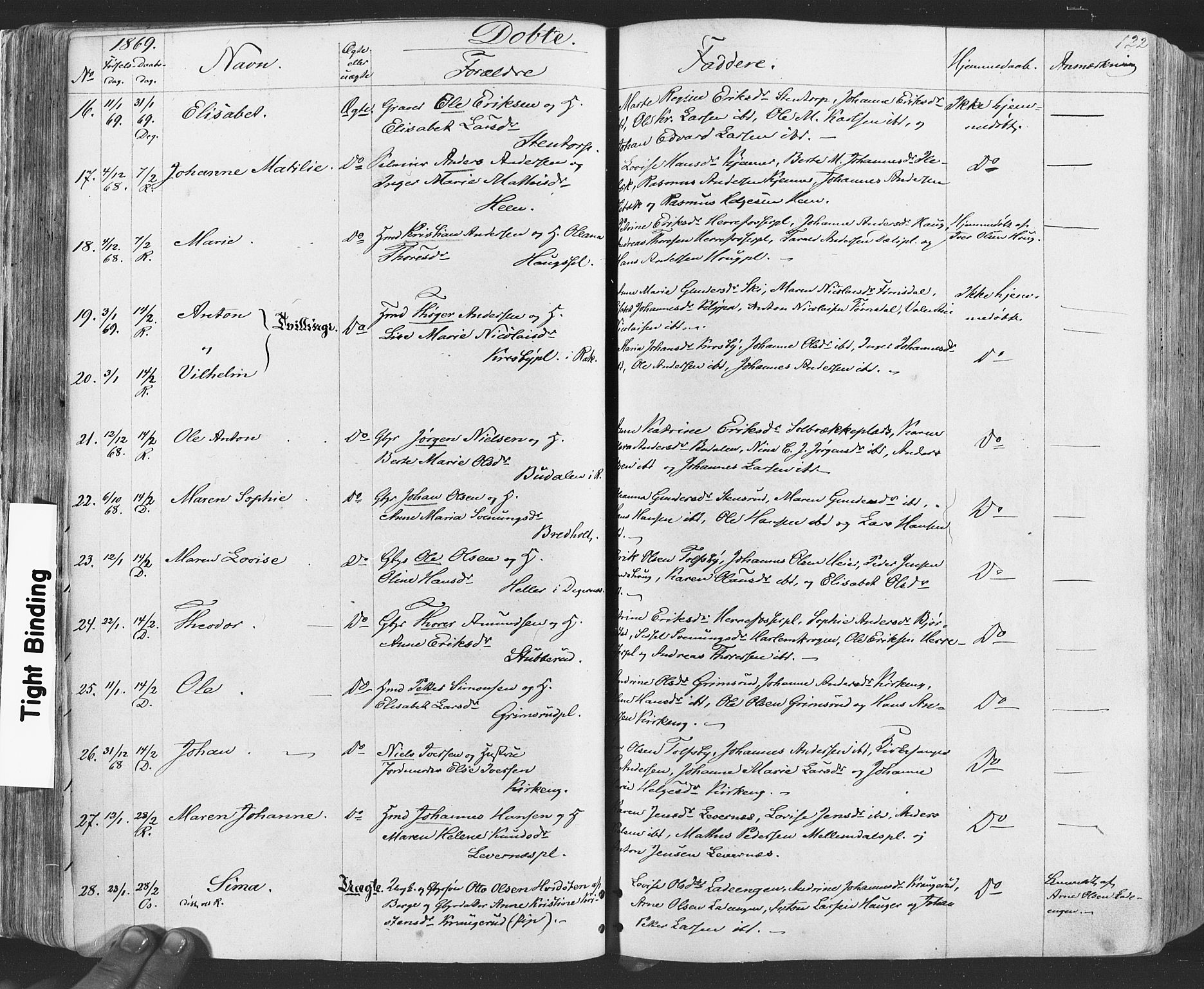 Rakkestad prestekontor Kirkebøker, AV/SAO-A-2008/F/Fa/L0011: Parish register (official) no. I 11, 1862-1877, p. 122