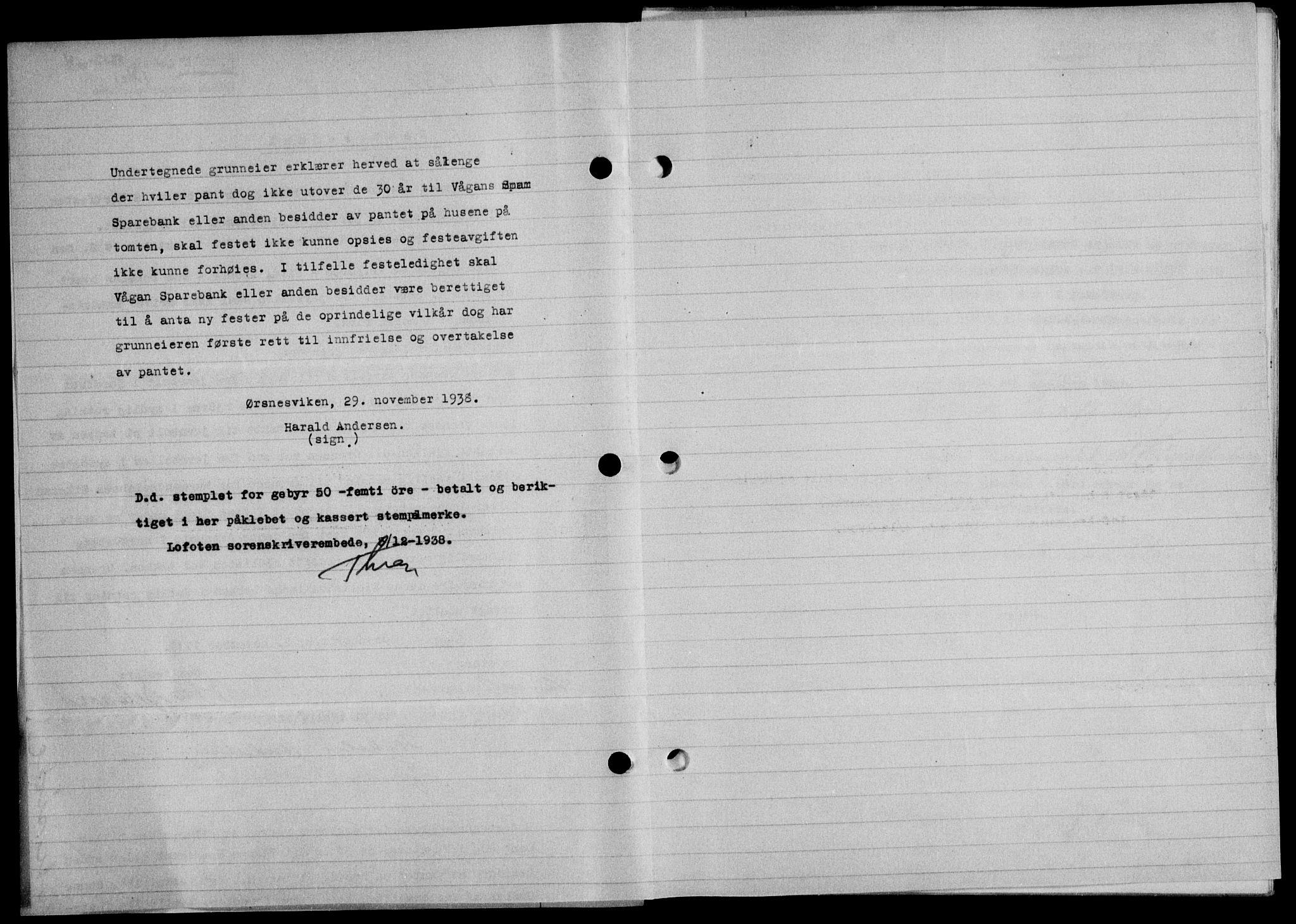 Lofoten sorenskriveri, SAT/A-0017/1/2/2C/L0005a: Mortgage book no. 5a, 1939-1939, Diary no: : 2607/1938