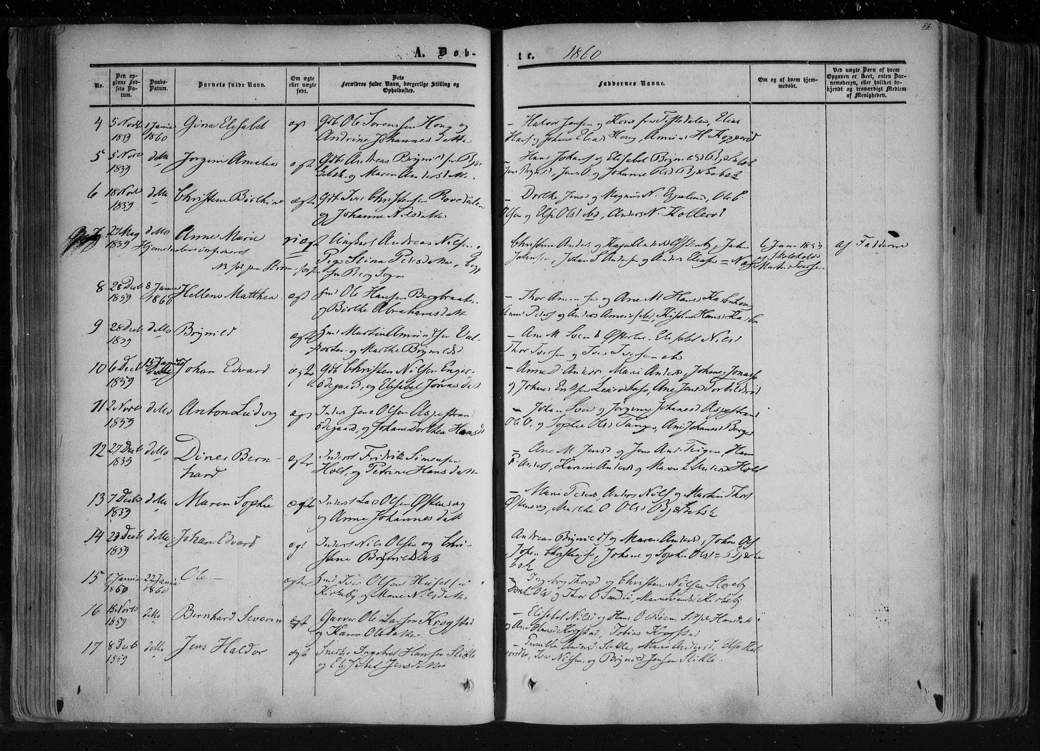Aremark prestekontor Kirkebøker, SAO/A-10899/F/Fc/L0003: Parish register (official) no. III 3, 1850-1865, p. 86