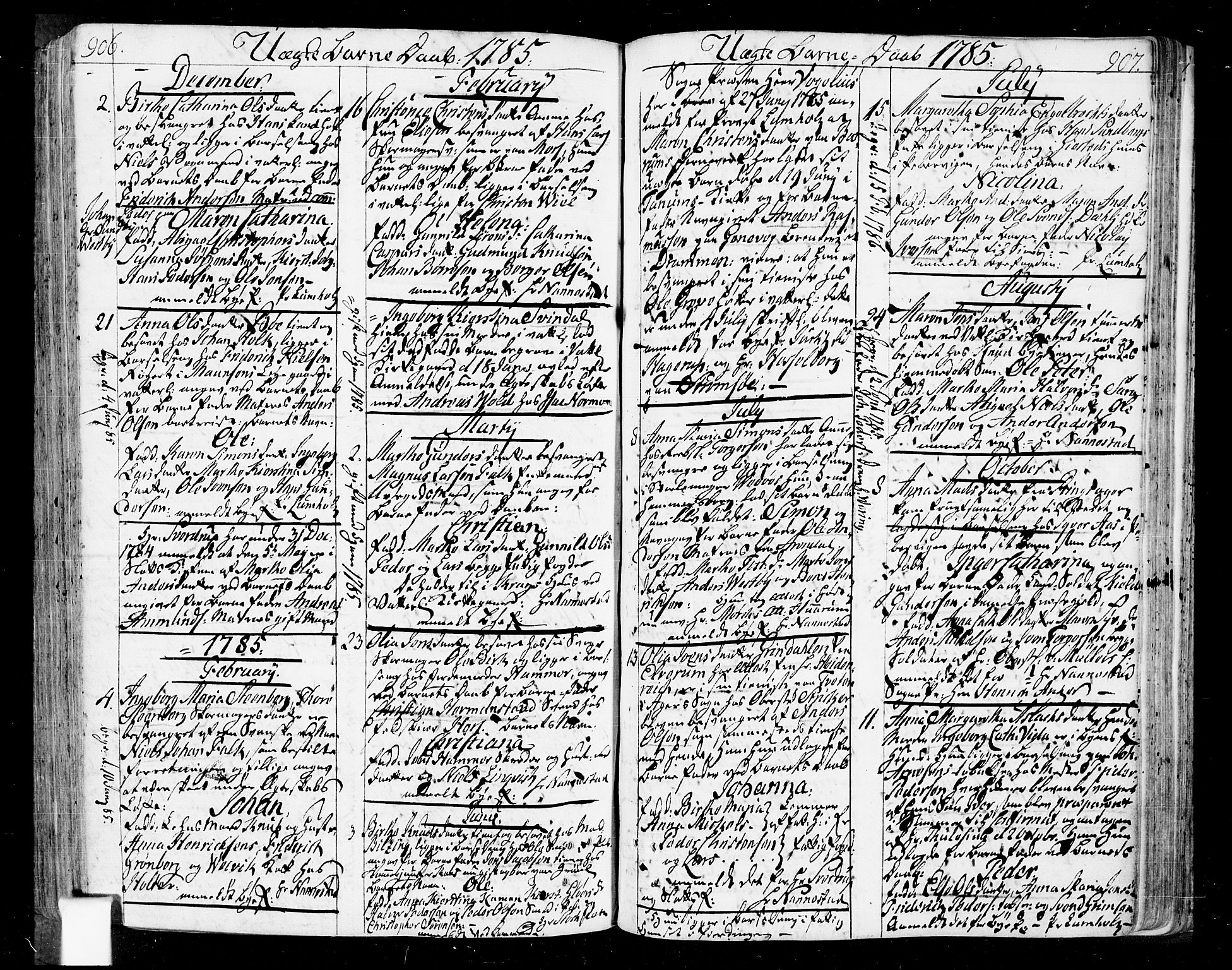 Oslo domkirke Kirkebøker, SAO/A-10752/F/Fa/L0004: Parish register (official) no. 4, 1743-1786, p. 906-907