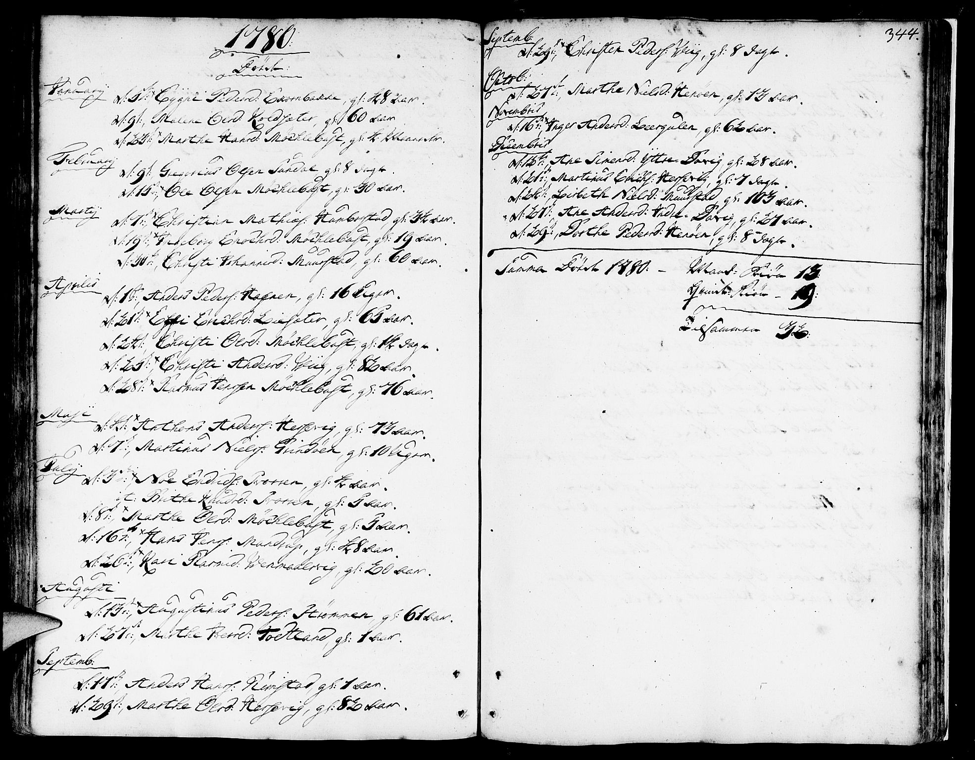 Davik sokneprestembete, AV/SAB-A-79701/H/Haa/Haaa/L0002: Parish register (official) no. A 2, 1742-1816, p. 344