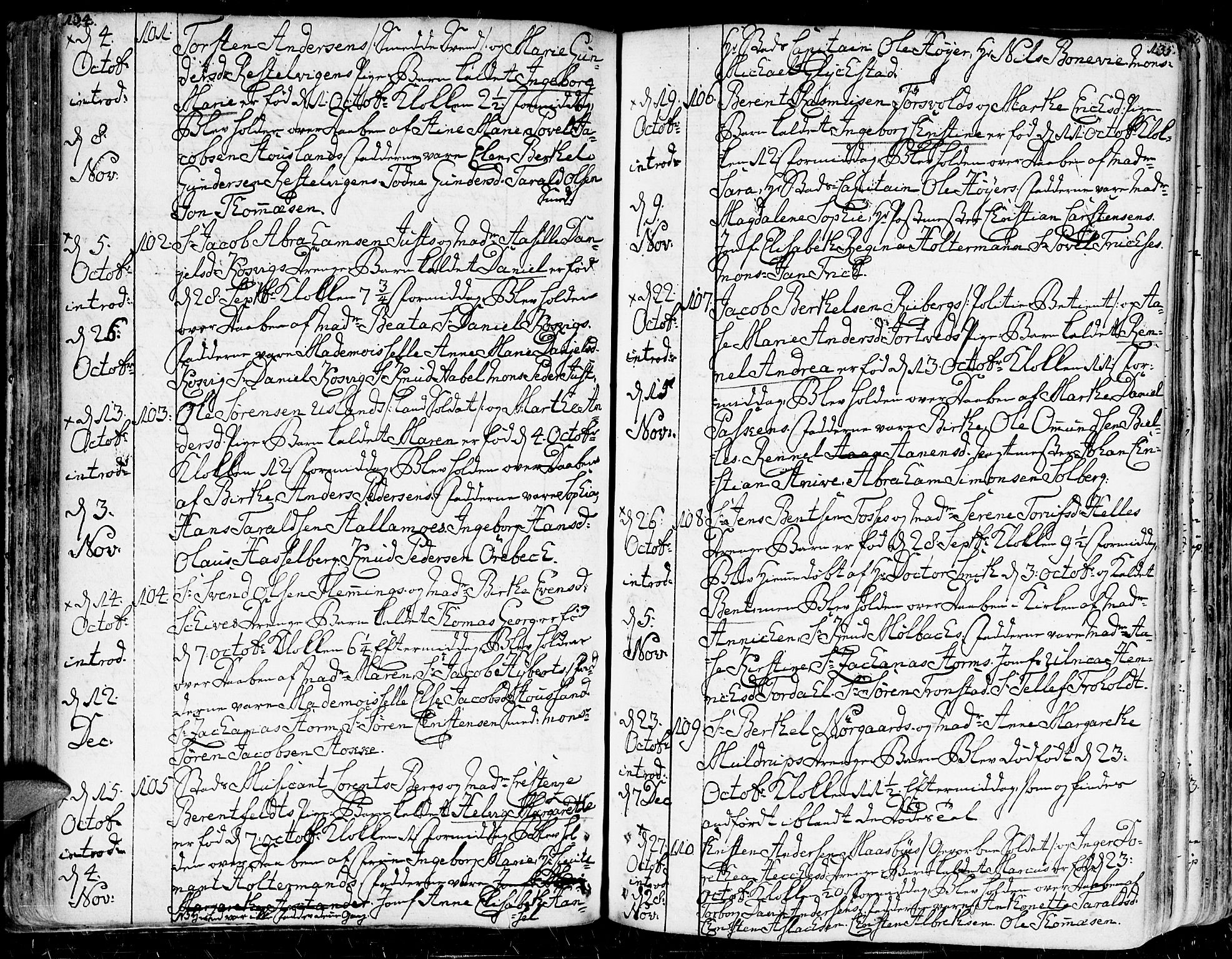 Kristiansand domprosti, AV/SAK-1112-0006/F/Fa/L0003: Parish register (official) no. A 3, 1778-1818, p. 134-135