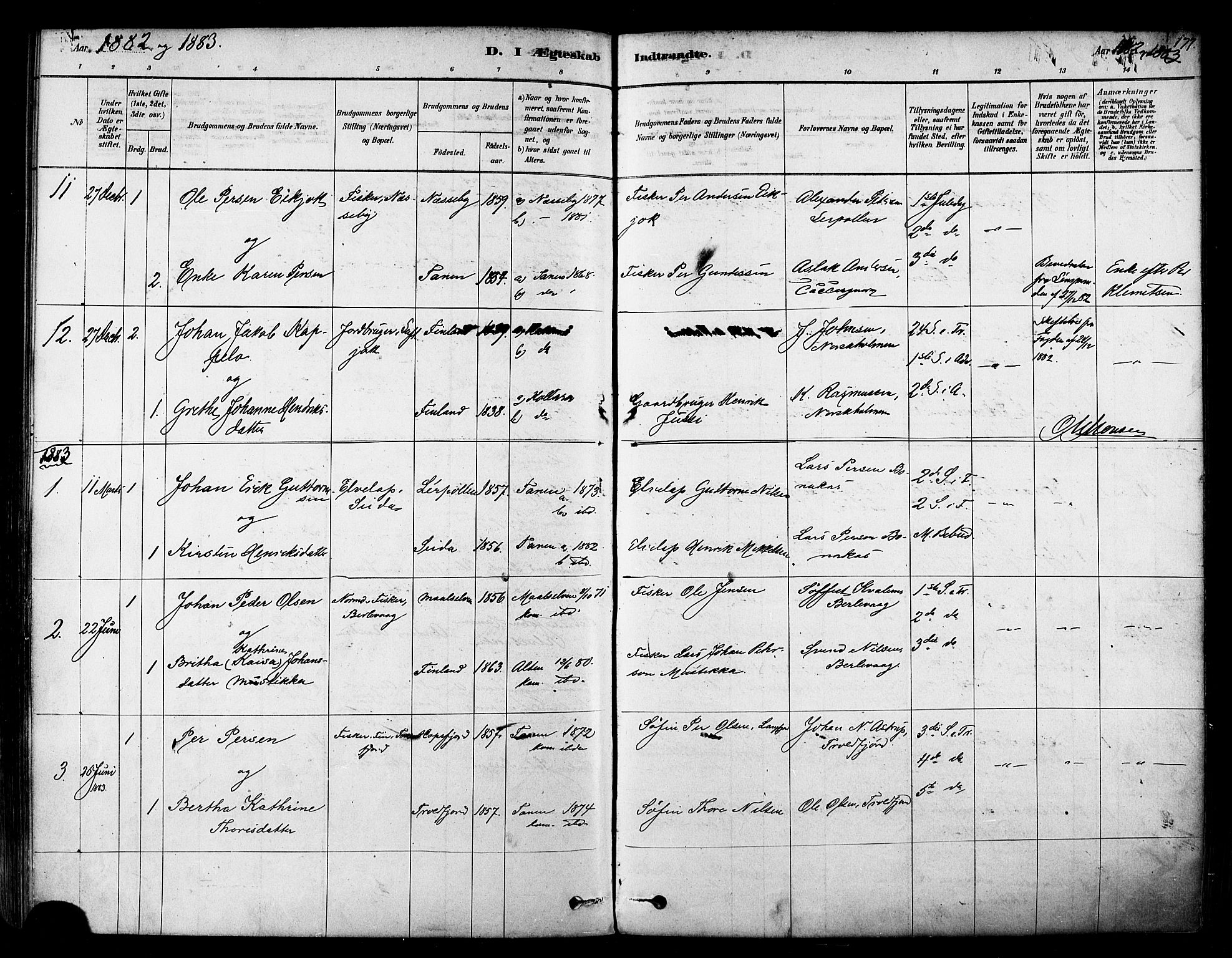 Tana sokneprestkontor, SATØ/S-1334/H/Ha/L0004kirke: Parish register (official) no. 4, 1878-1891, p. 177