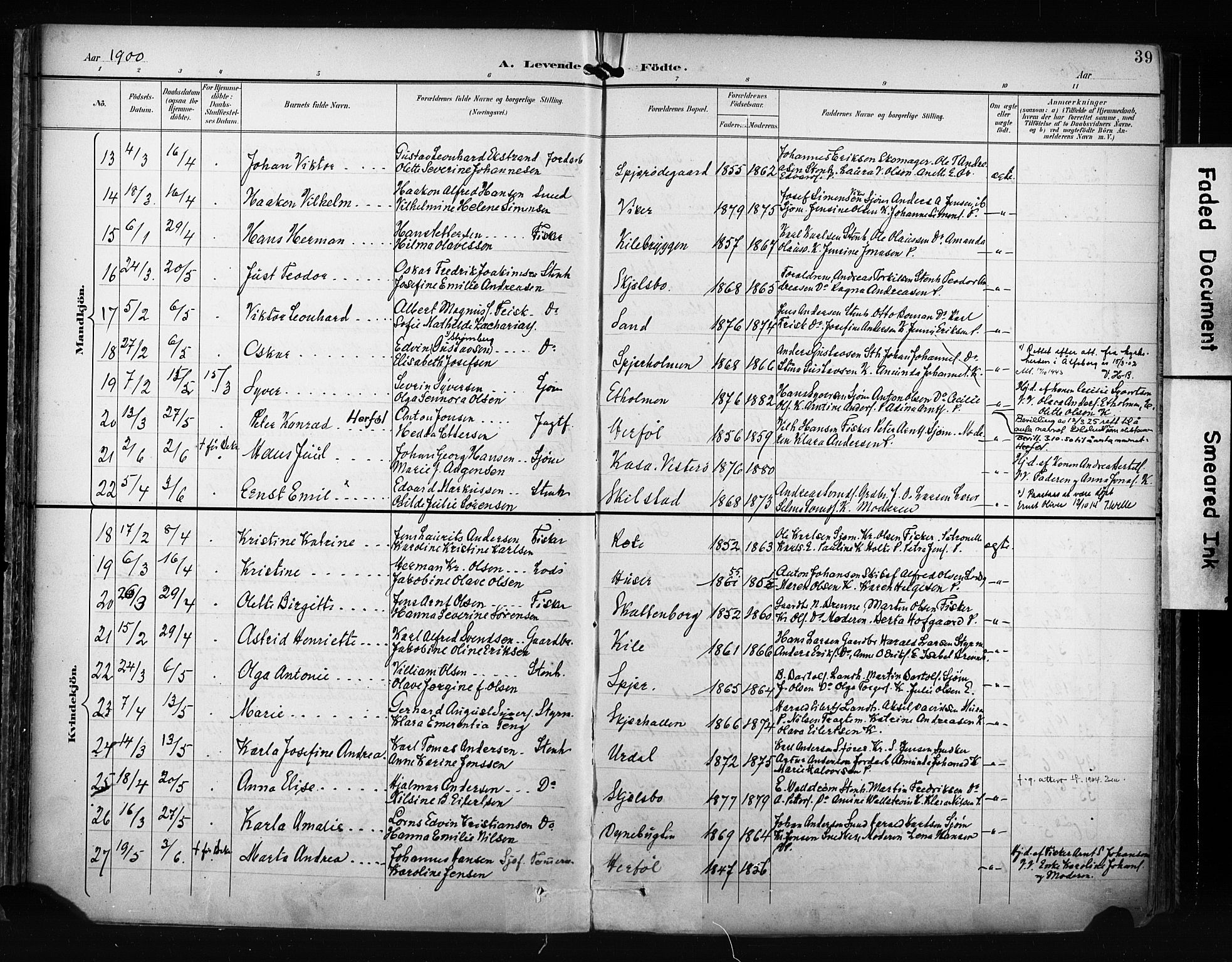 Hvaler prestekontor Kirkebøker, AV/SAO-A-2001/F/Fa/L0009: Parish register (official) no. I 9, 1895-1906, p. 39