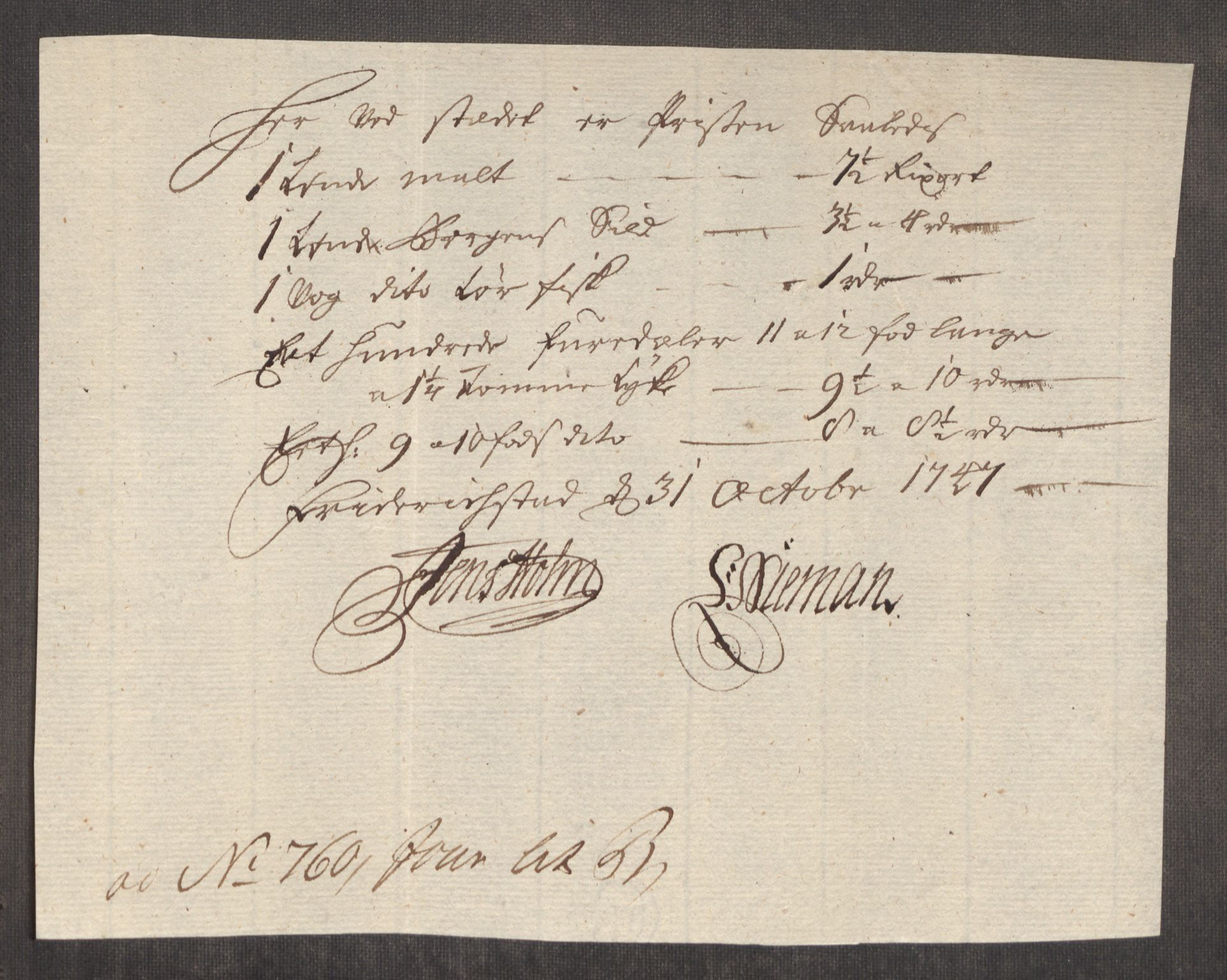 Rentekammeret inntil 1814, Realistisk ordnet avdeling, AV/RA-EA-4070/Oe/L0003: [Ø1]: Priskuranter, 1745-1748, p. 477
