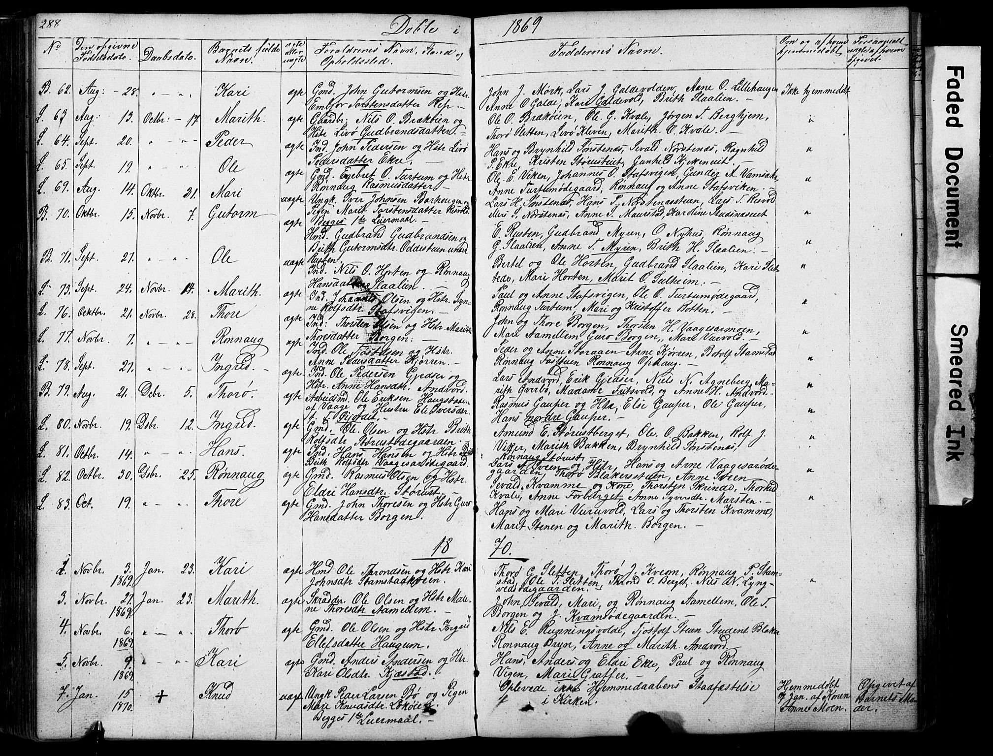 Lom prestekontor, SAH/PREST-070/L/L0012: Parish register (copy) no. 12, 1845-1873, p. 288-289