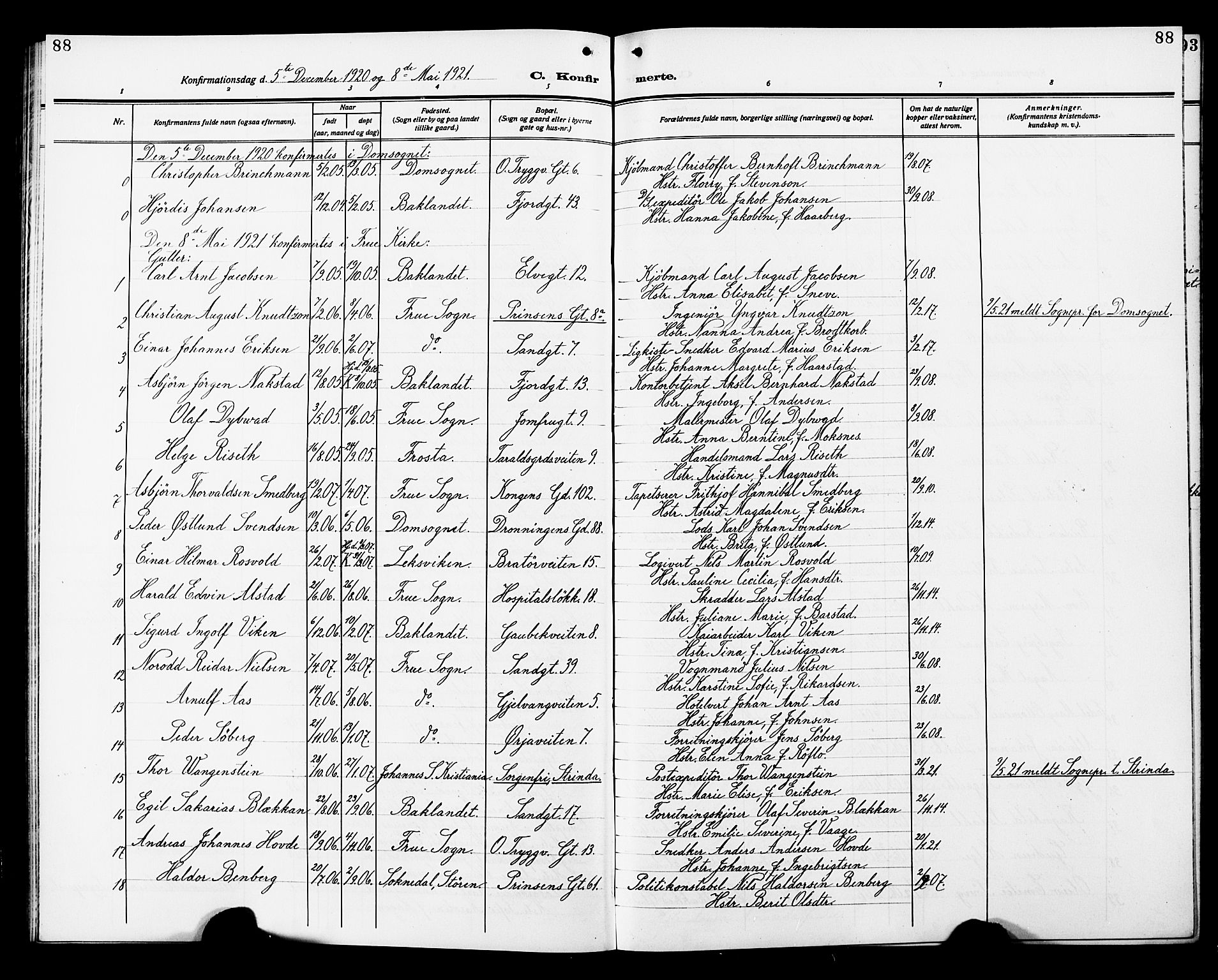 Ministerialprotokoller, klokkerbøker og fødselsregistre - Sør-Trøndelag, SAT/A-1456/602/L0147: Parish register (copy) no. 602C15, 1911-1924, p. 88