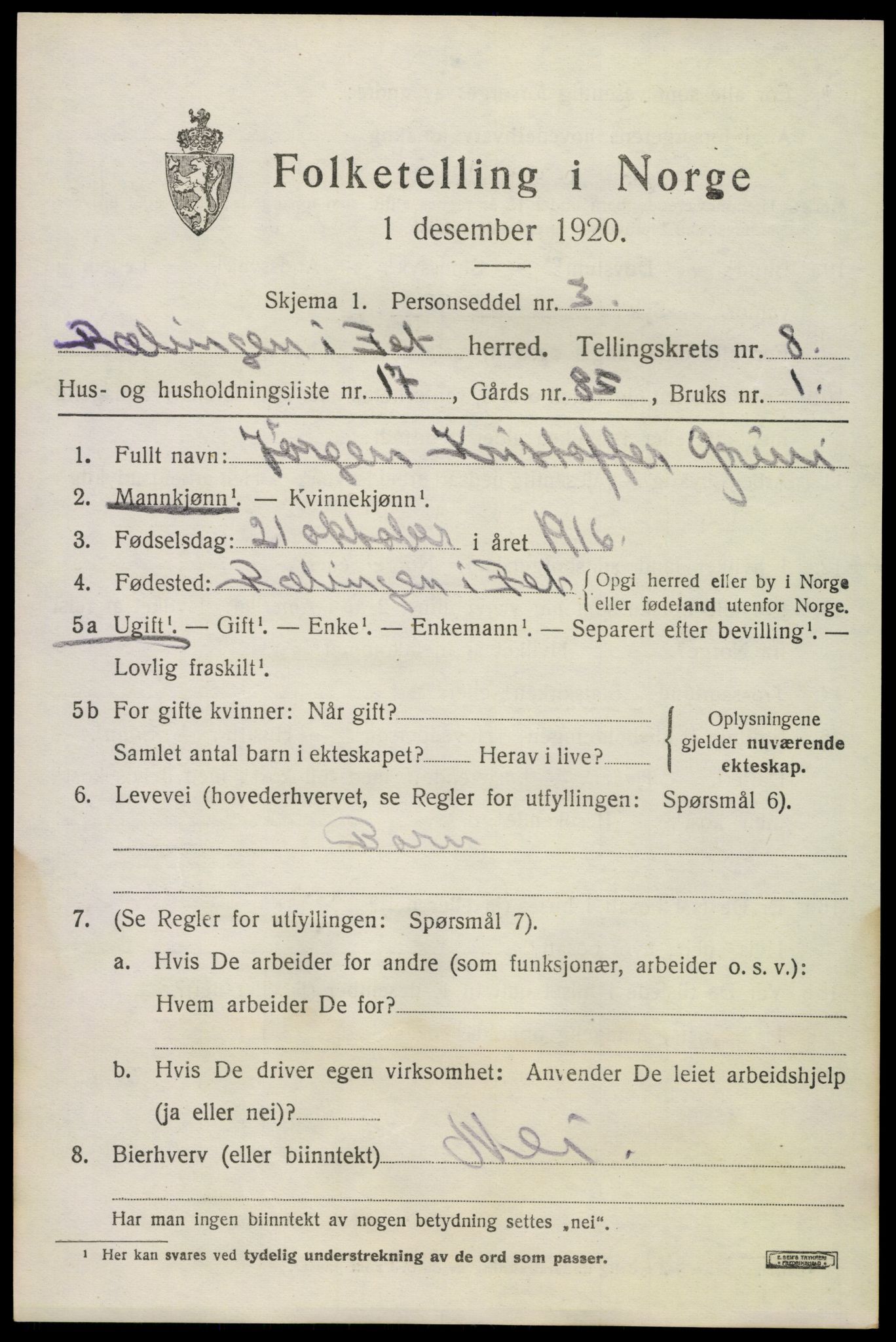 SAO, 1920 census for Fet, 1920, p. 8980