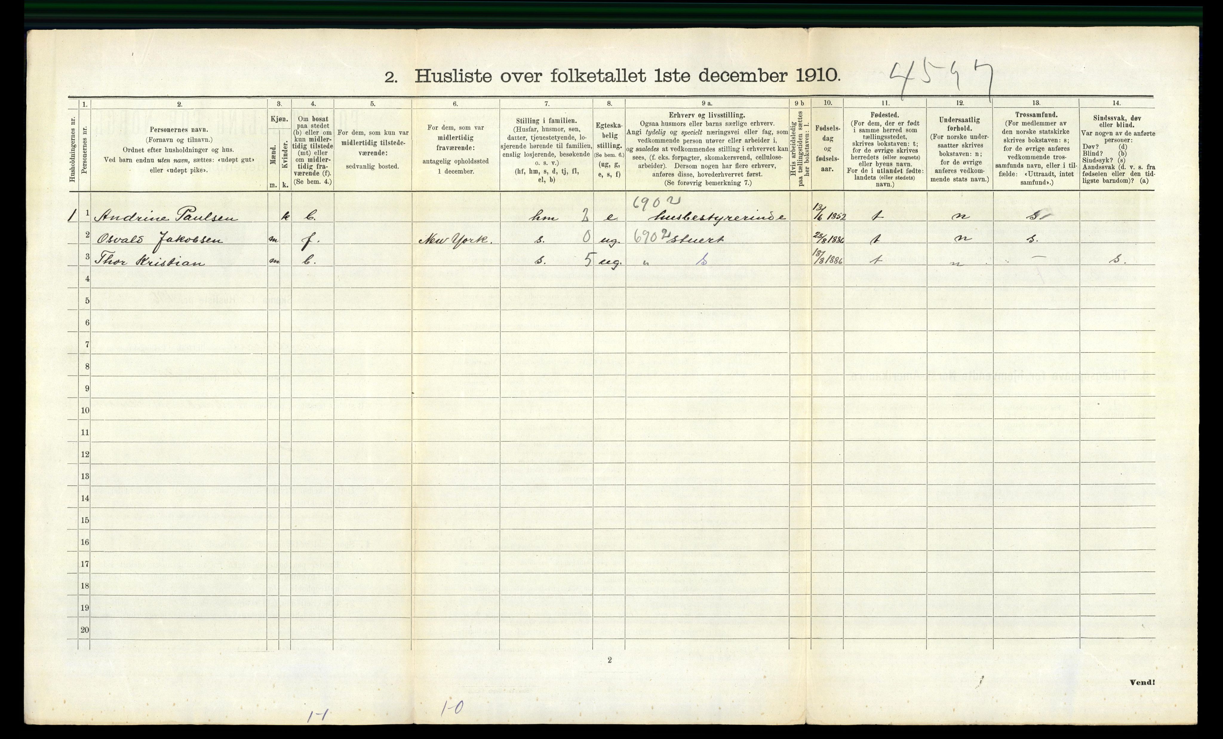 RA, 1910 census for Sandeherred, 1910, p. 1000